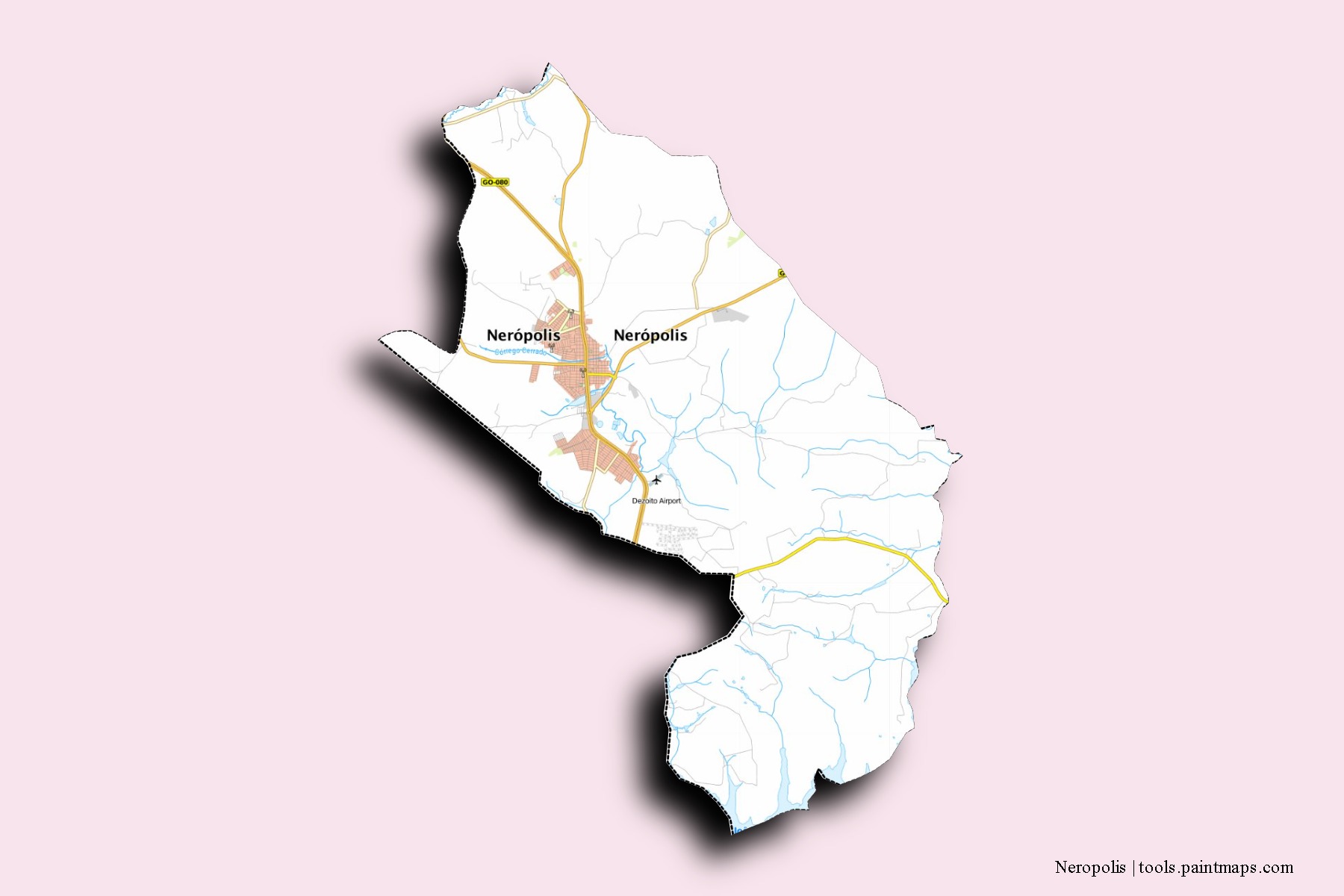 Mapa de barrios y pueblos de Neropolis con efecto de sombra 3D