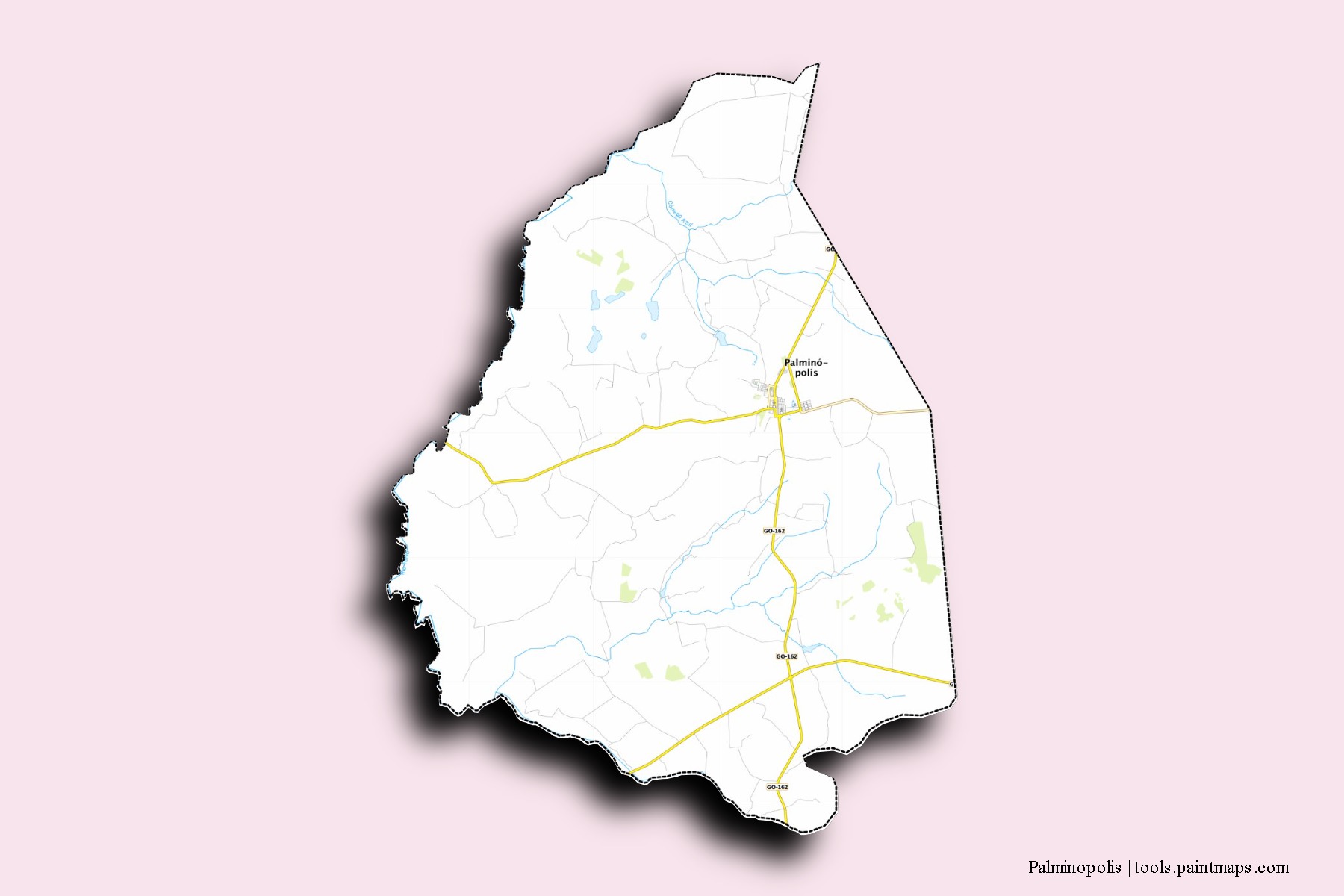 Mapa de barrios y pueblos de Palminopolis con efecto de sombra 3D