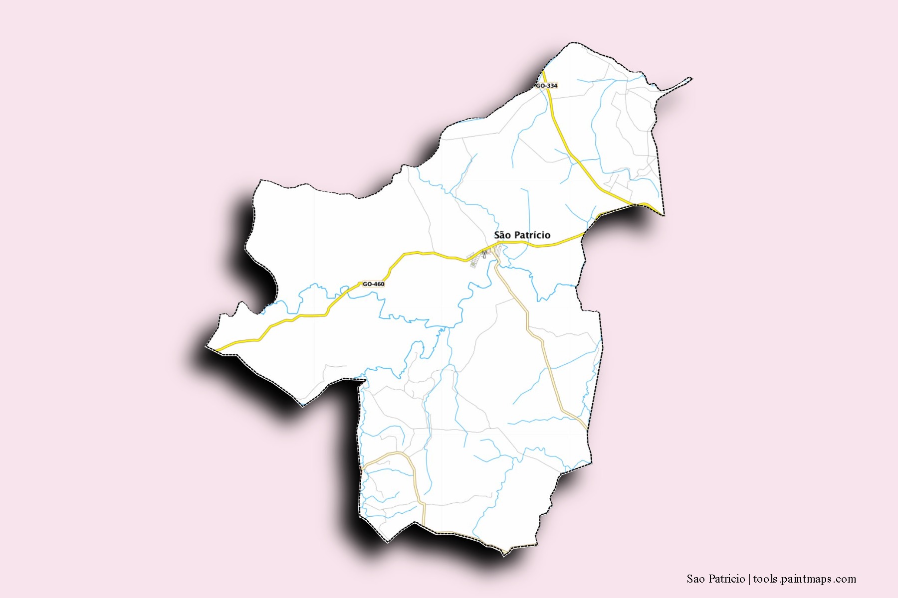 Mapa de barrios y pueblos de Sao Patricio con efecto de sombra 3D