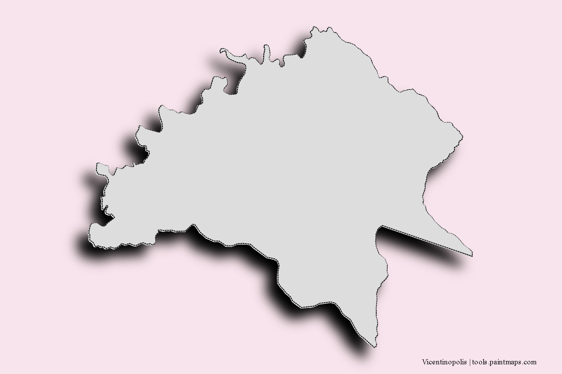 Mapa de barrios y pueblos de Vicentinopolis con efecto de sombra 3D