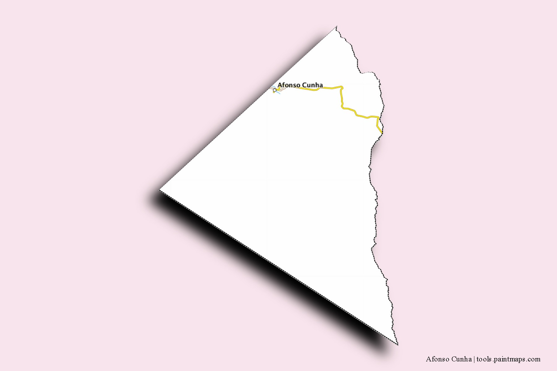 Mapa de barrios y pueblos de Afonso Cunha con efecto de sombra 3D