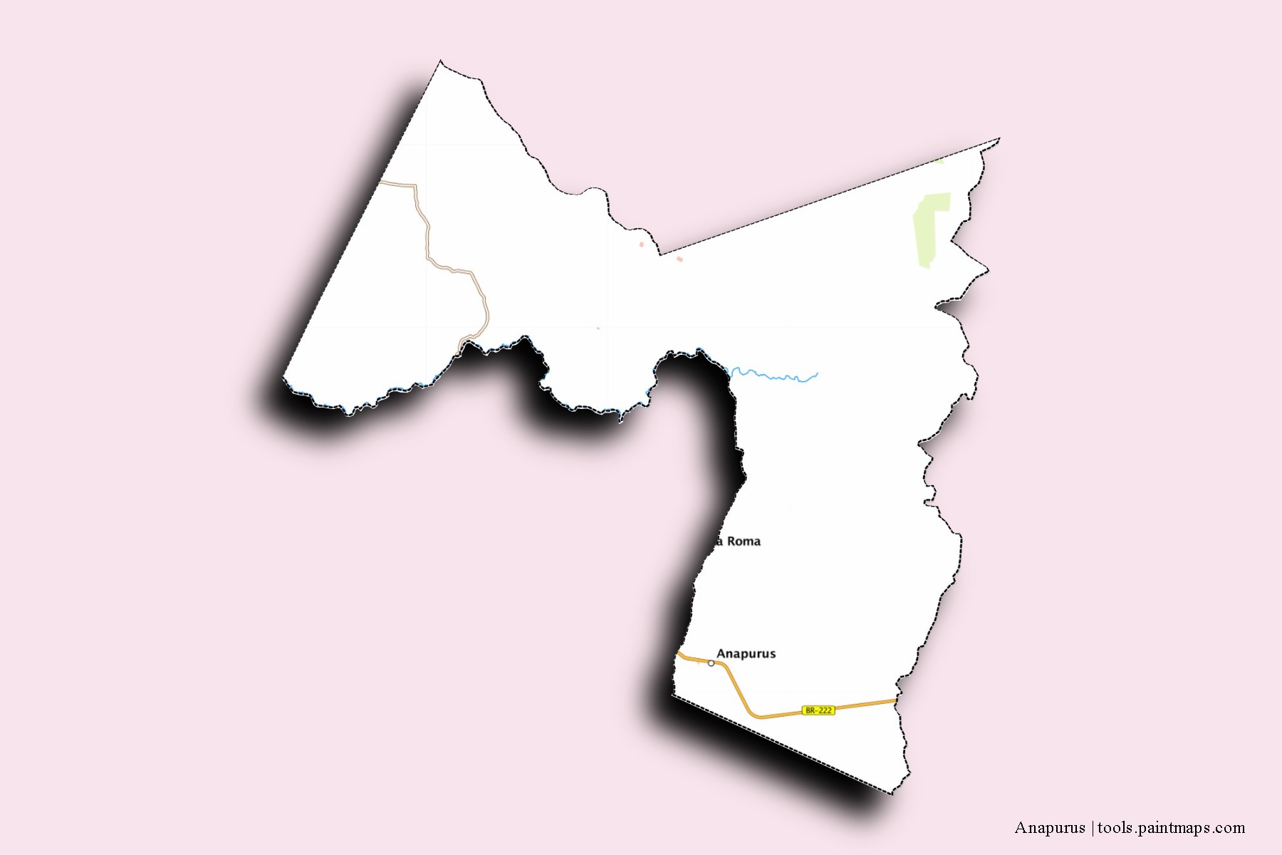 Mapa de barrios y pueblos de Anapurus con efecto de sombra 3D