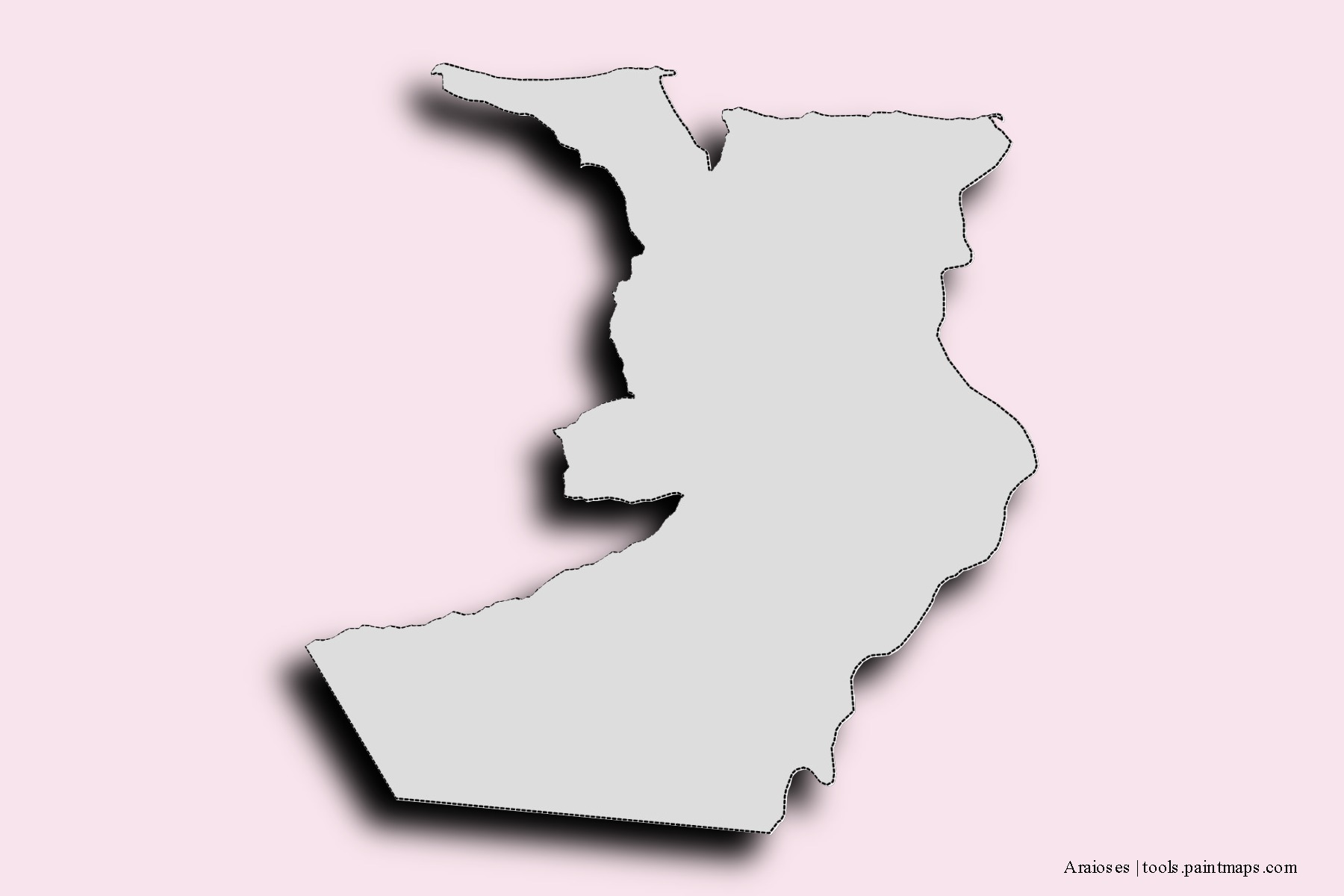 Mapa de barrios y pueblos de Araioses con efecto de sombra 3D