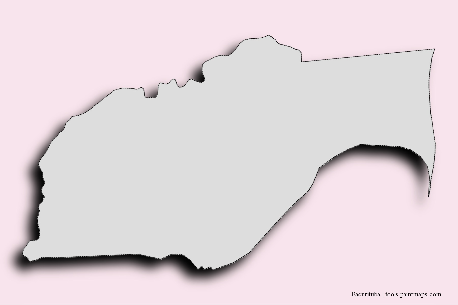 Mapa de barrios y pueblos de Bacurituba con efecto de sombra 3D