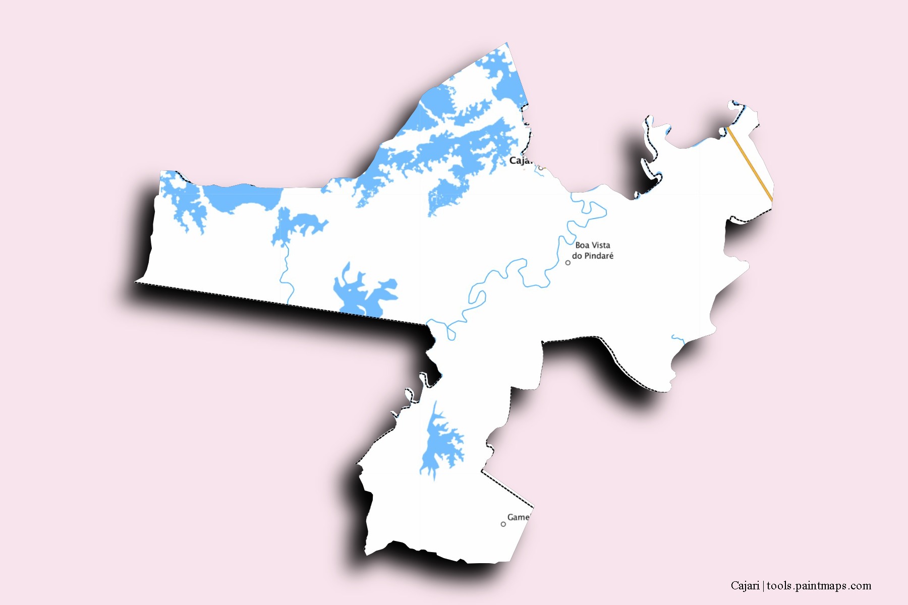 Mapa de barrios y pueblos de Cajari con efecto de sombra 3D