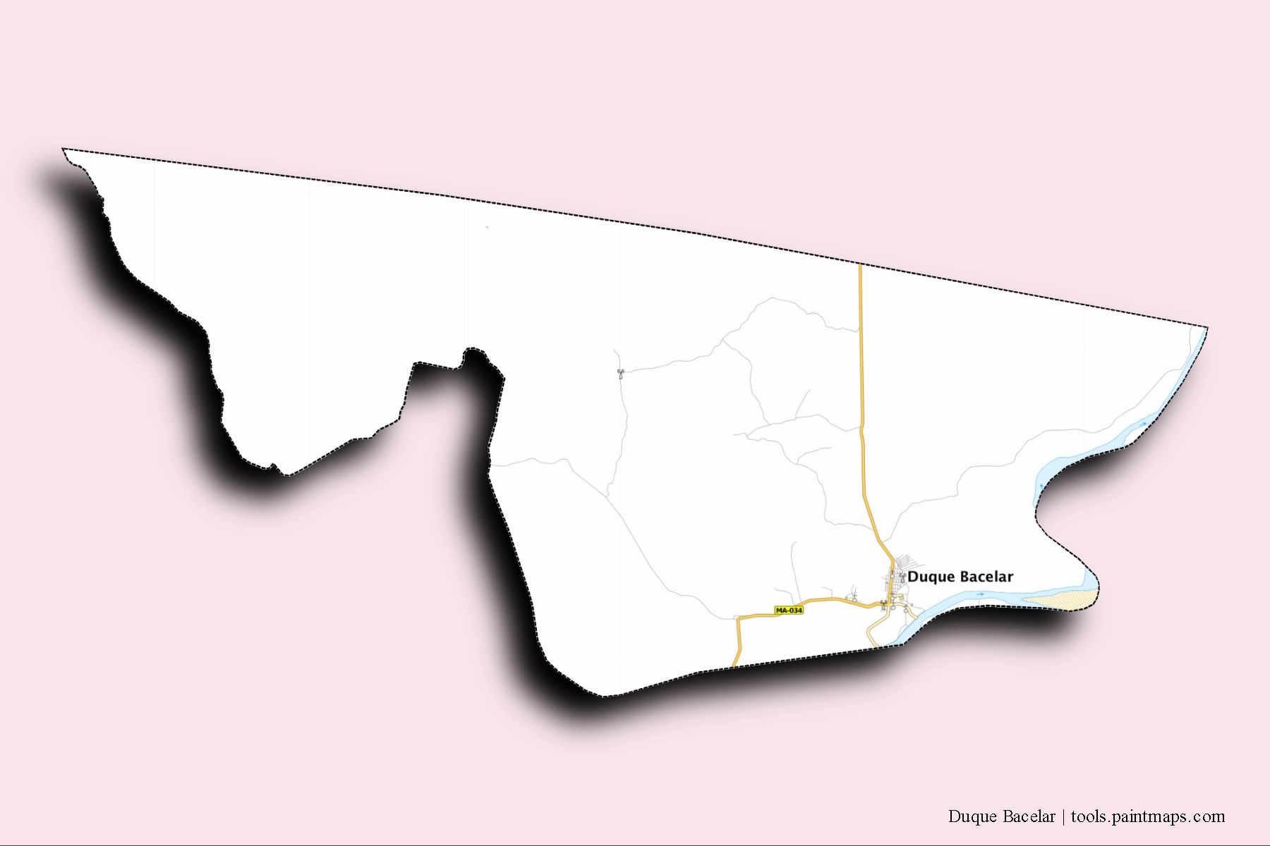 Duque Bacelar neighborhoods and villages map with 3D shadow effect