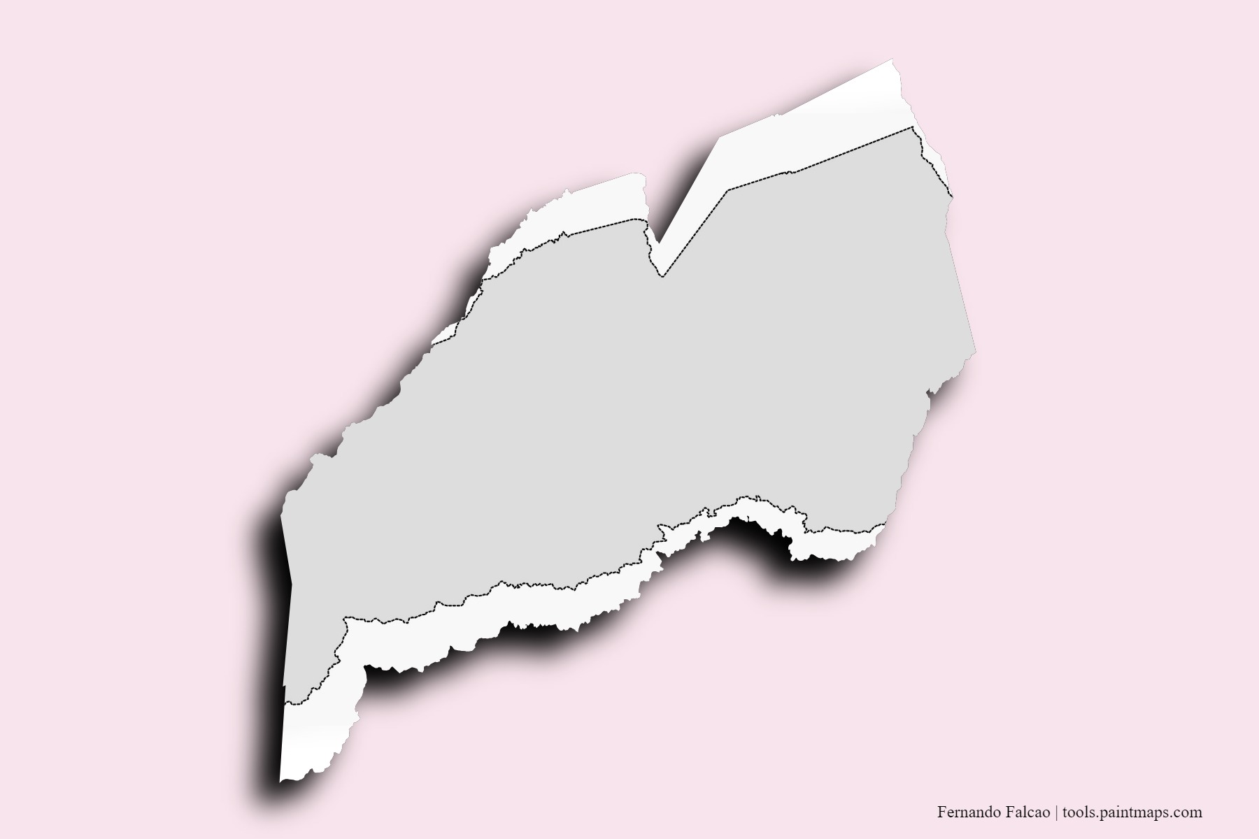 Mapa de barrios y pueblos de Fernando Falcao con efecto de sombra 3D
