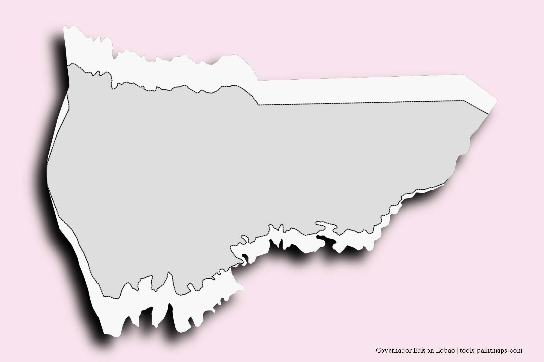 Mapa de barrios y pueblos de Governador Edison Lobao con efecto de sombra 3D