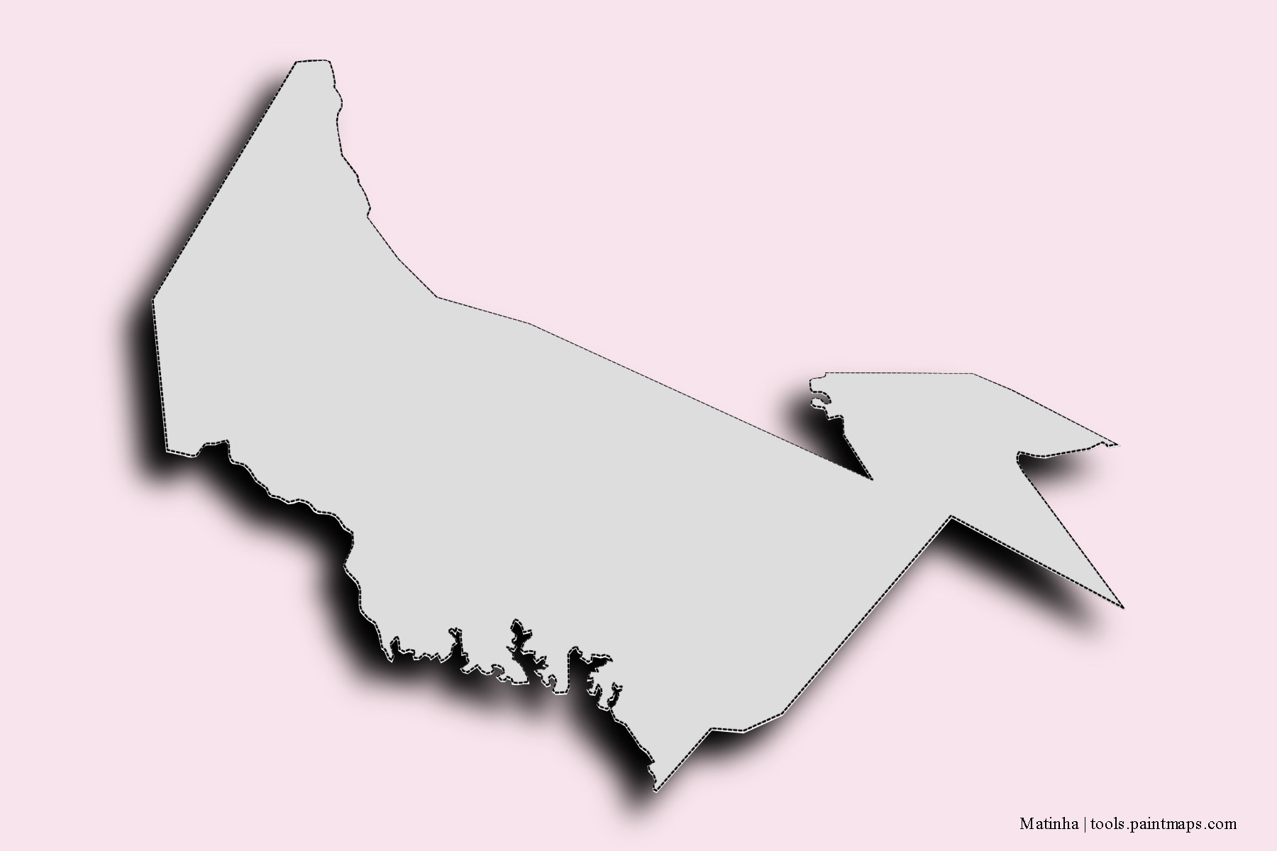 Mapa de barrios y pueblos de Matinha con efecto de sombra 3D