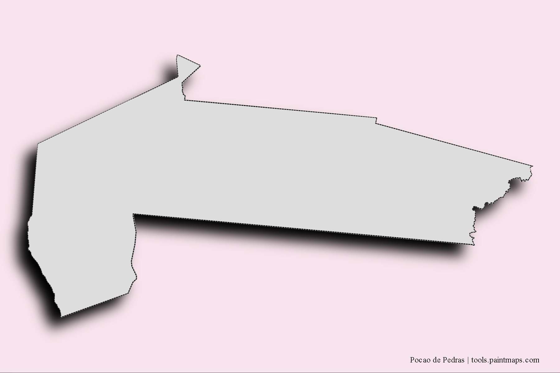 Mapa de barrios y pueblos de Pocao de Pedras con efecto de sombra 3D