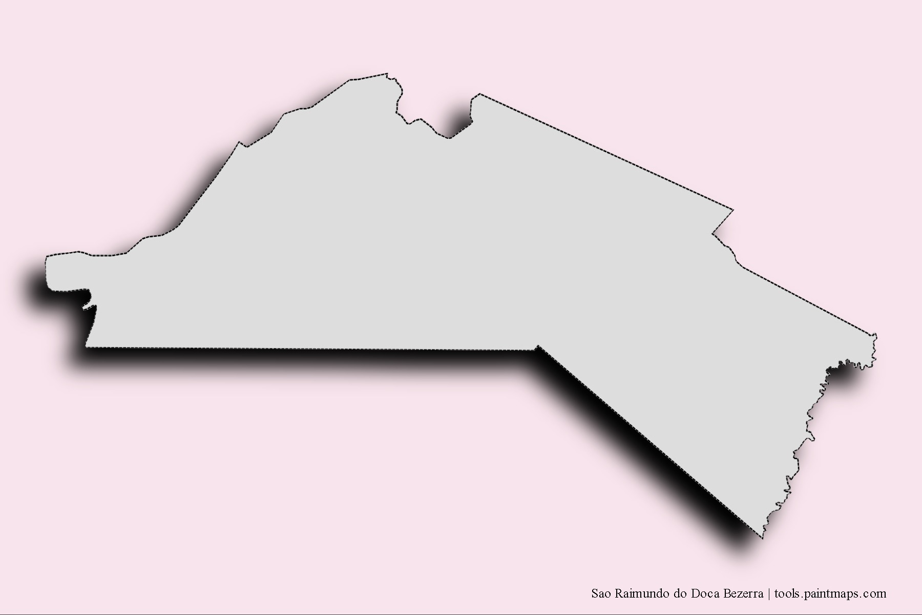3D gölge efektli Sao Raimundo do Doca Bezerra mahalleleri ve köyleri haritası