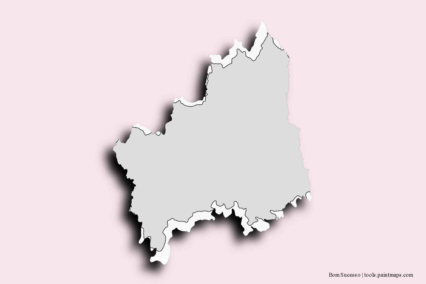 Mapa de barrios y pueblos de Bom Sucesso con efecto de sombra 3D