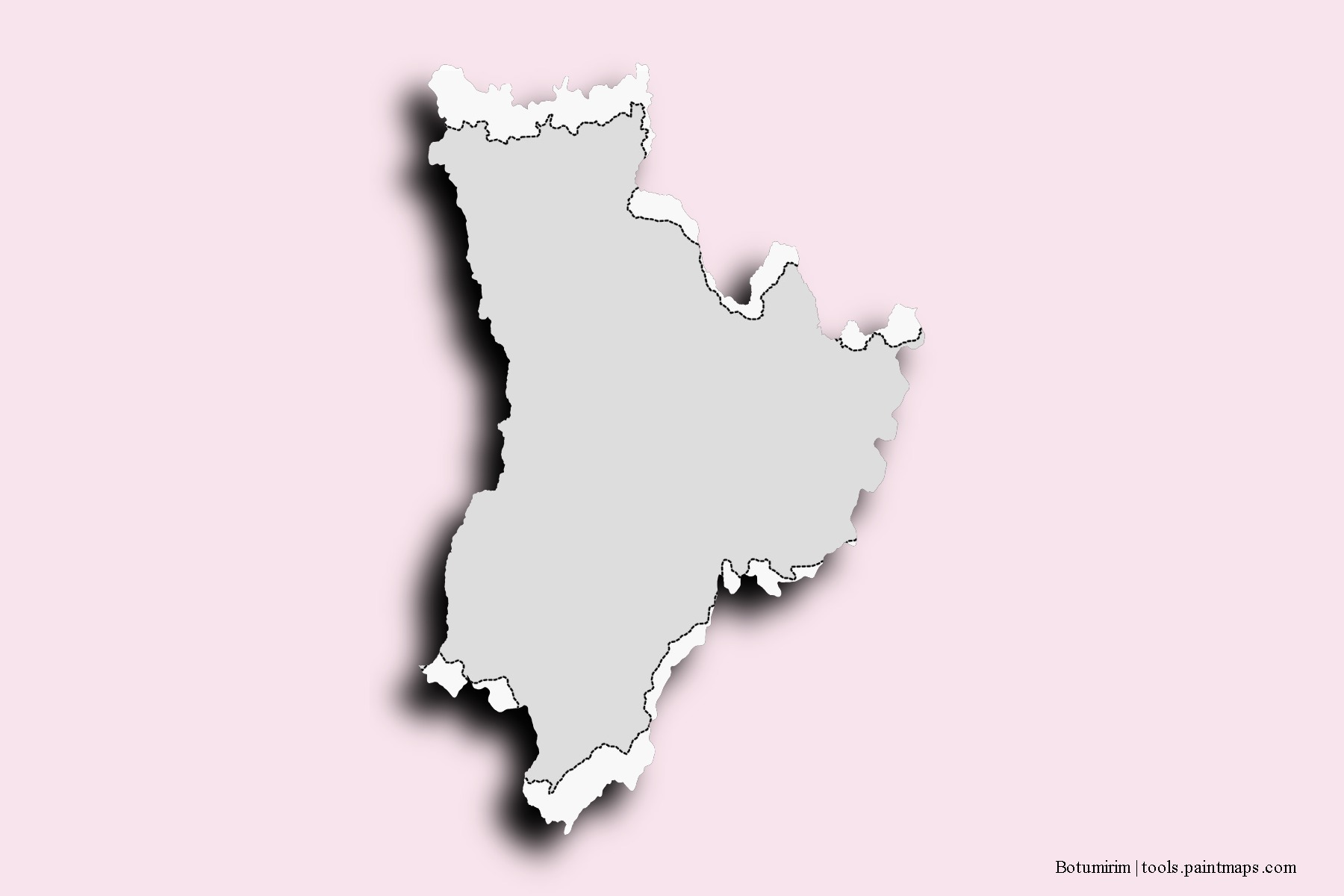 Mapa de barrios y pueblos de Botumirim con efecto de sombra 3D