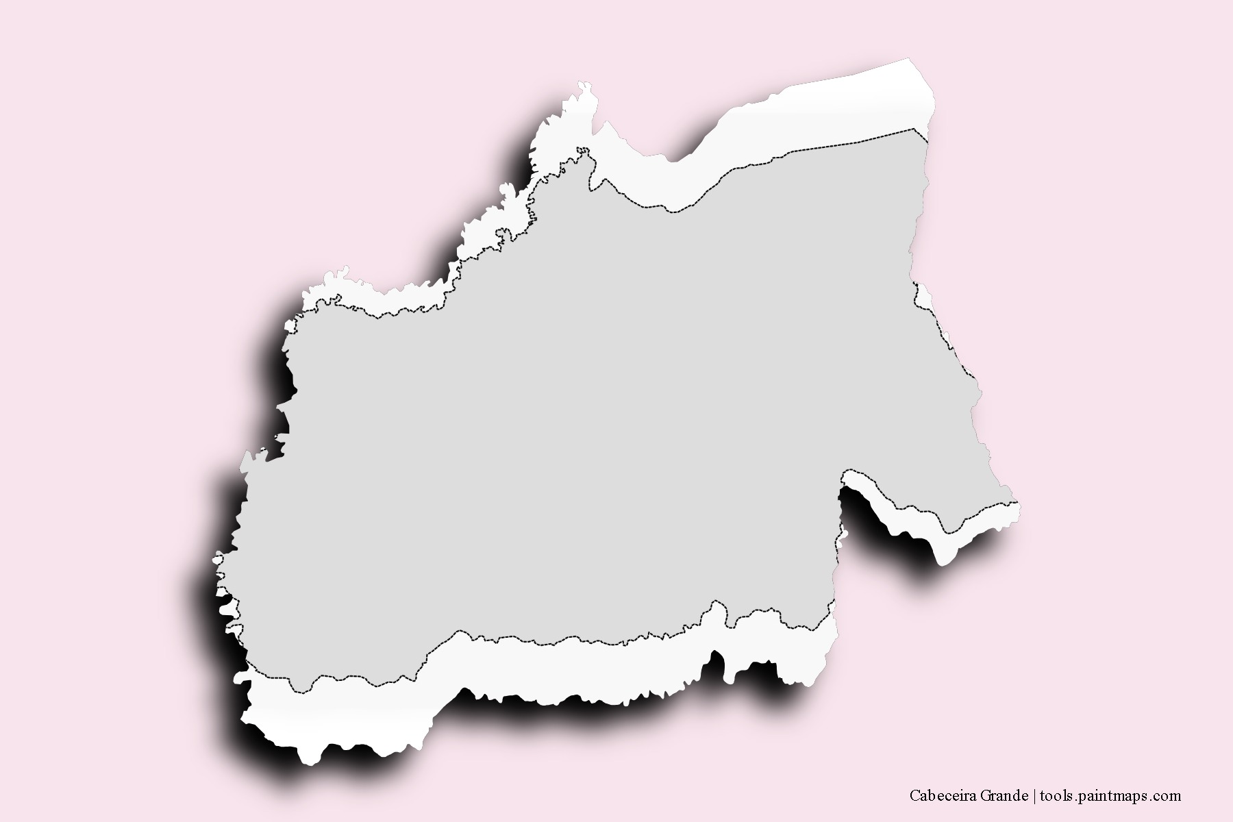 Mapa de barrios y pueblos de Cabeceira Grande con efecto de sombra 3D