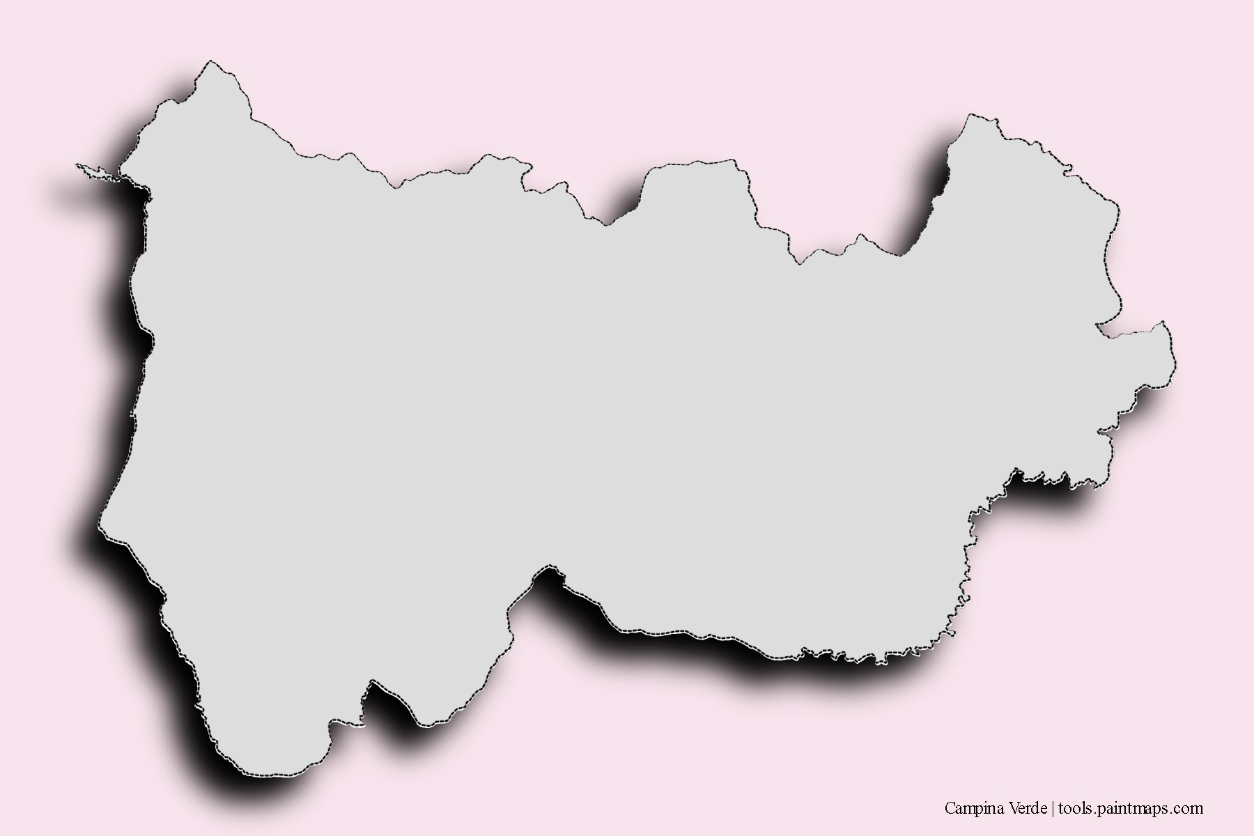 Mapa de barrios y pueblos de Campina Verde con efecto de sombra 3D