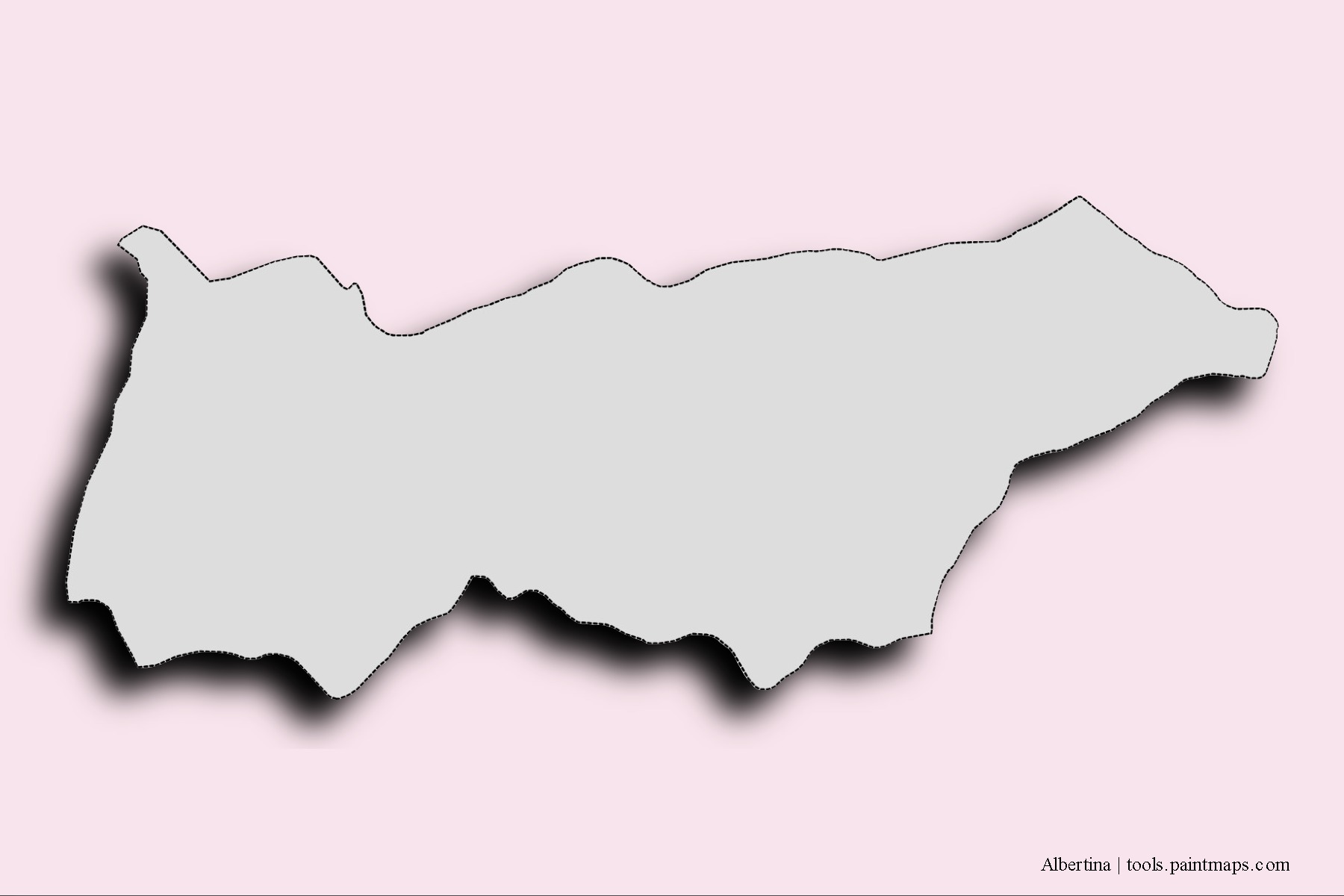 Albertina neighborhoods and villages map with 3D shadow effect