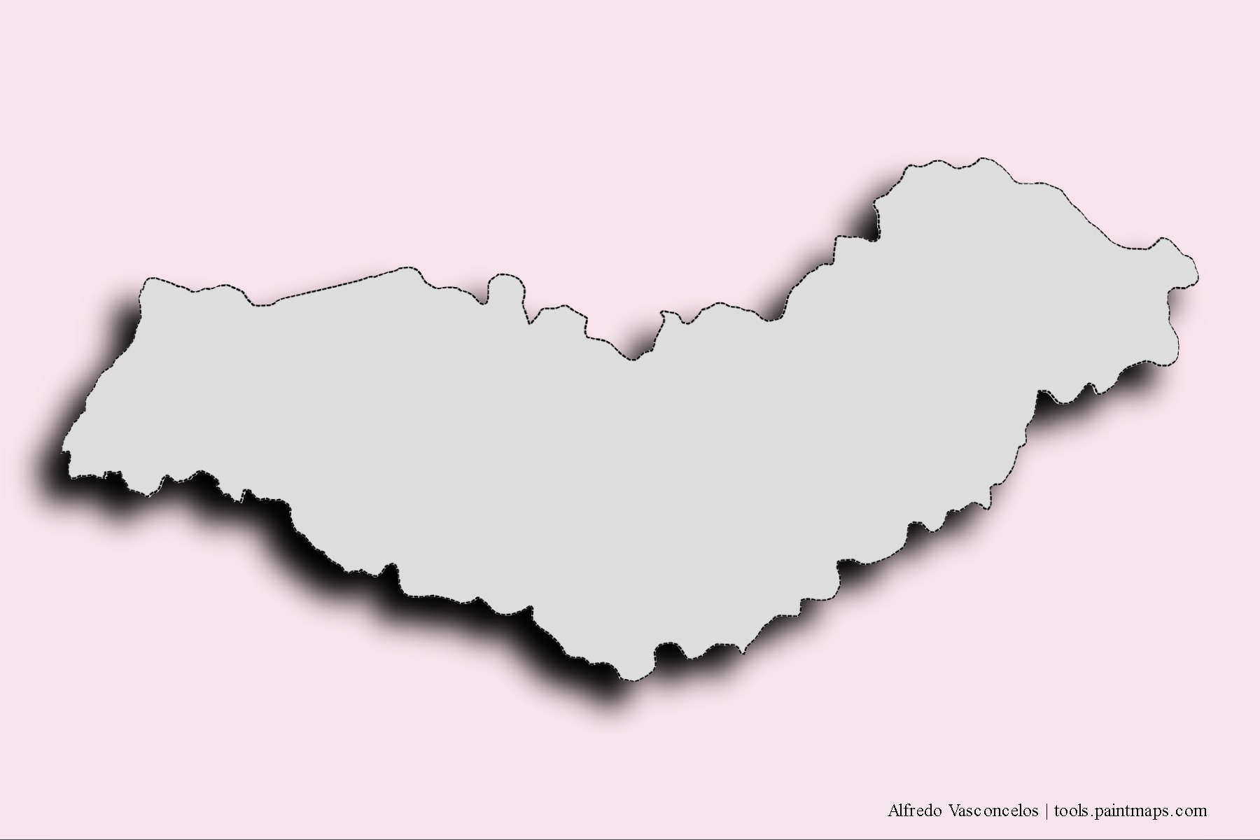 Alfredo Vasconcelos neighborhoods and villages map with 3D shadow effect