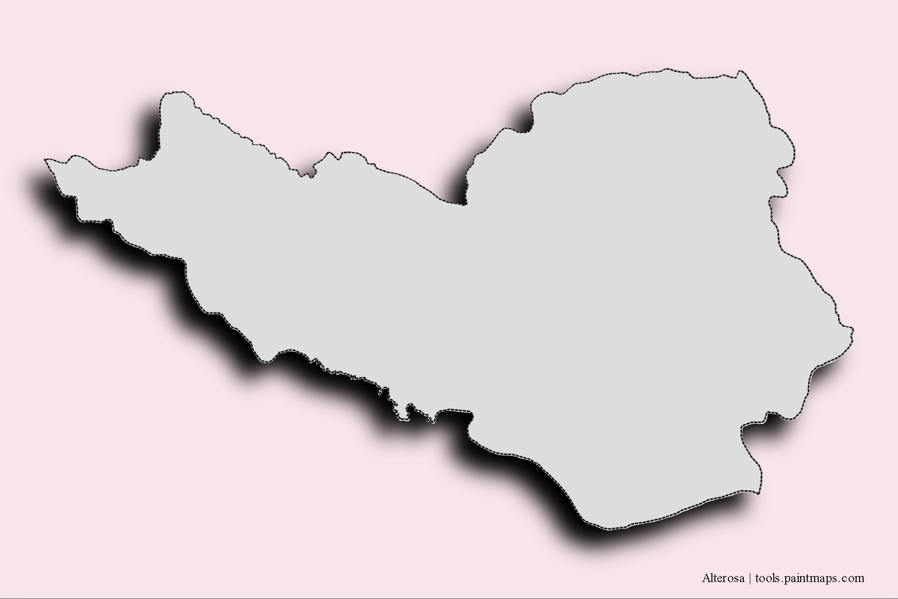 Mapa de barrios y pueblos de Alterosa con efecto de sombra 3D