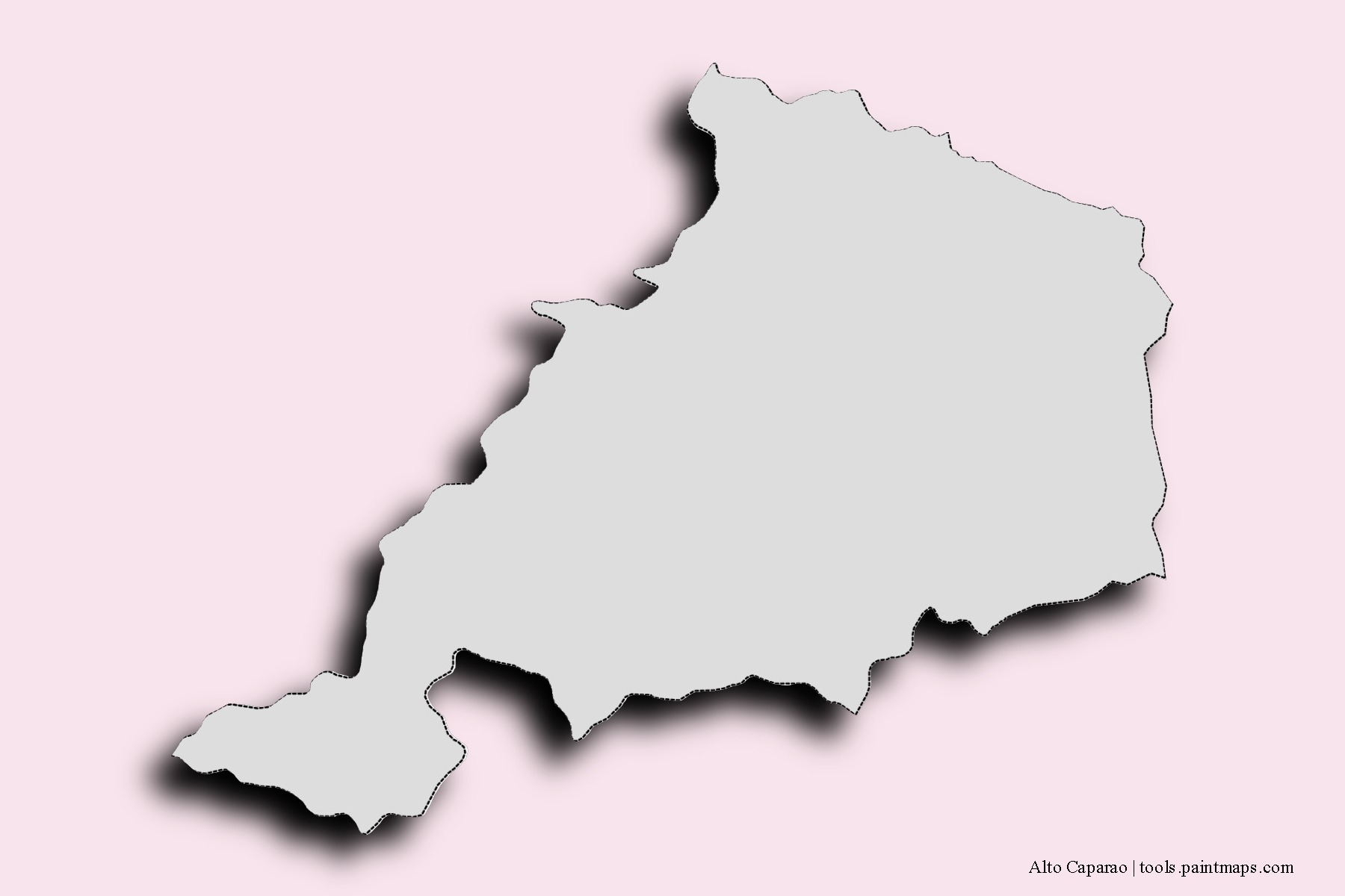 Mapa de barrios y pueblos de Alto Caparao con efecto de sombra 3D