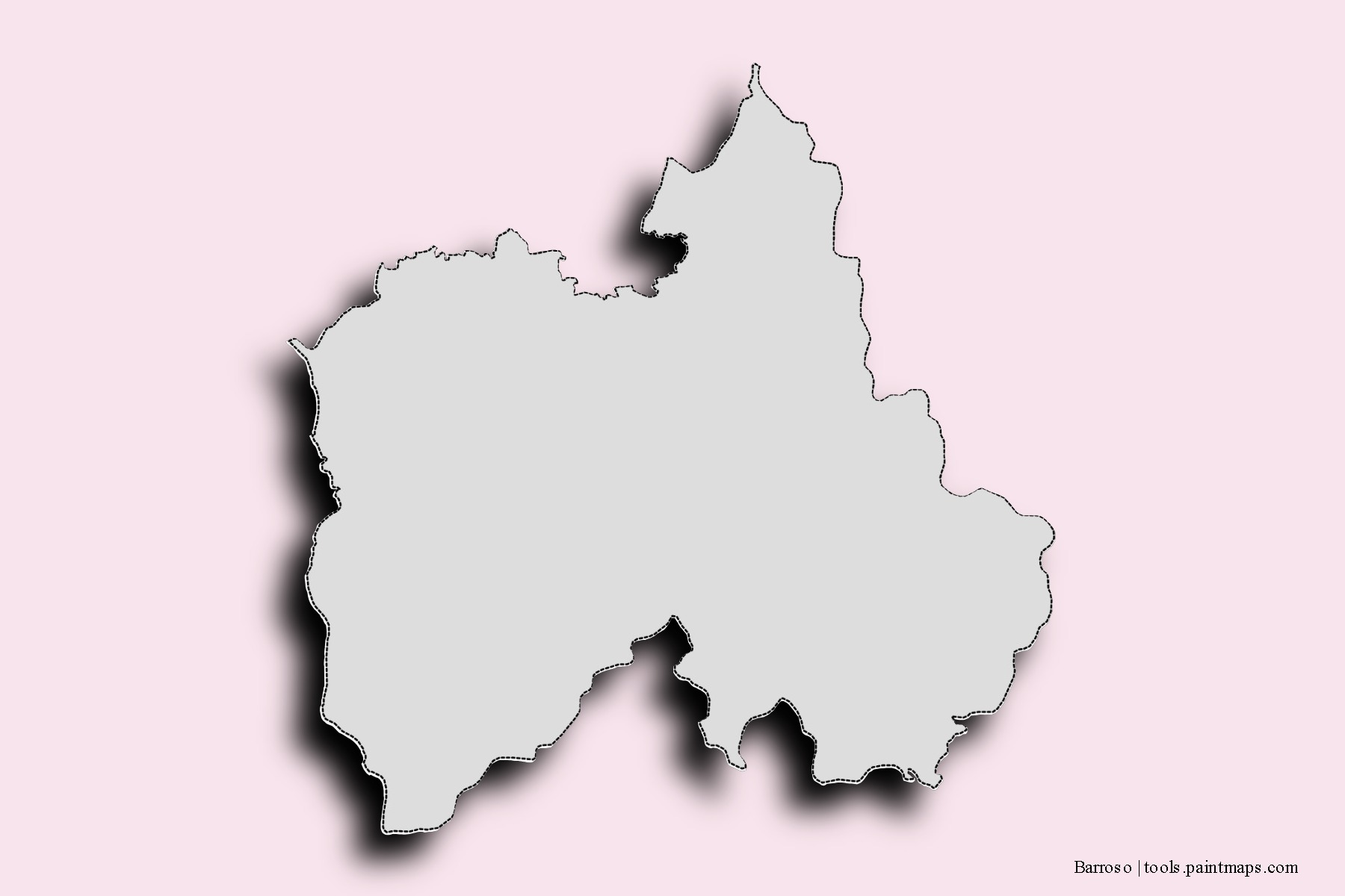 Mapa de barrios y pueblos de Barroso con efecto de sombra 3D