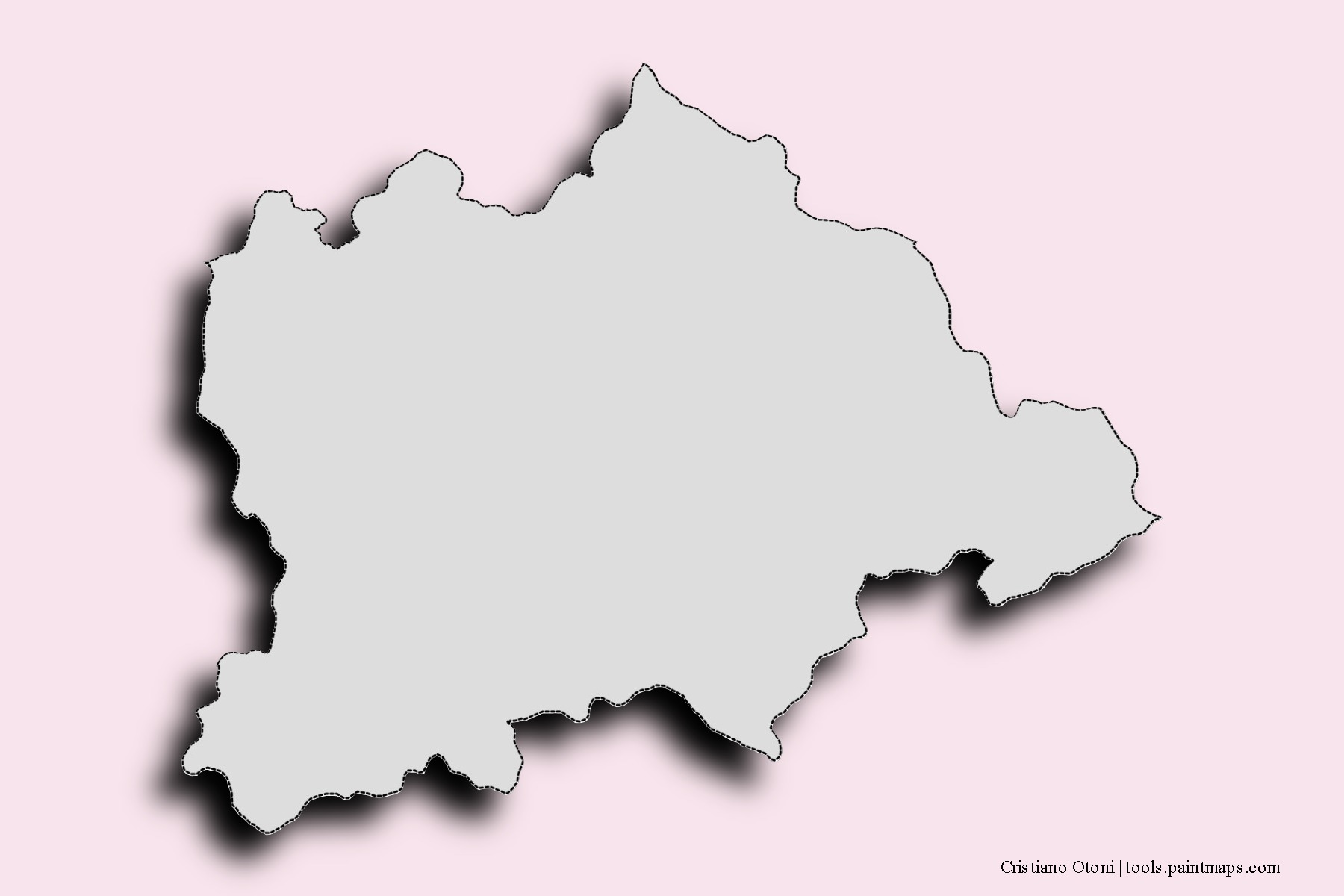 Mapa de barrios y pueblos de Cristiano Otoni con efecto de sombra 3D