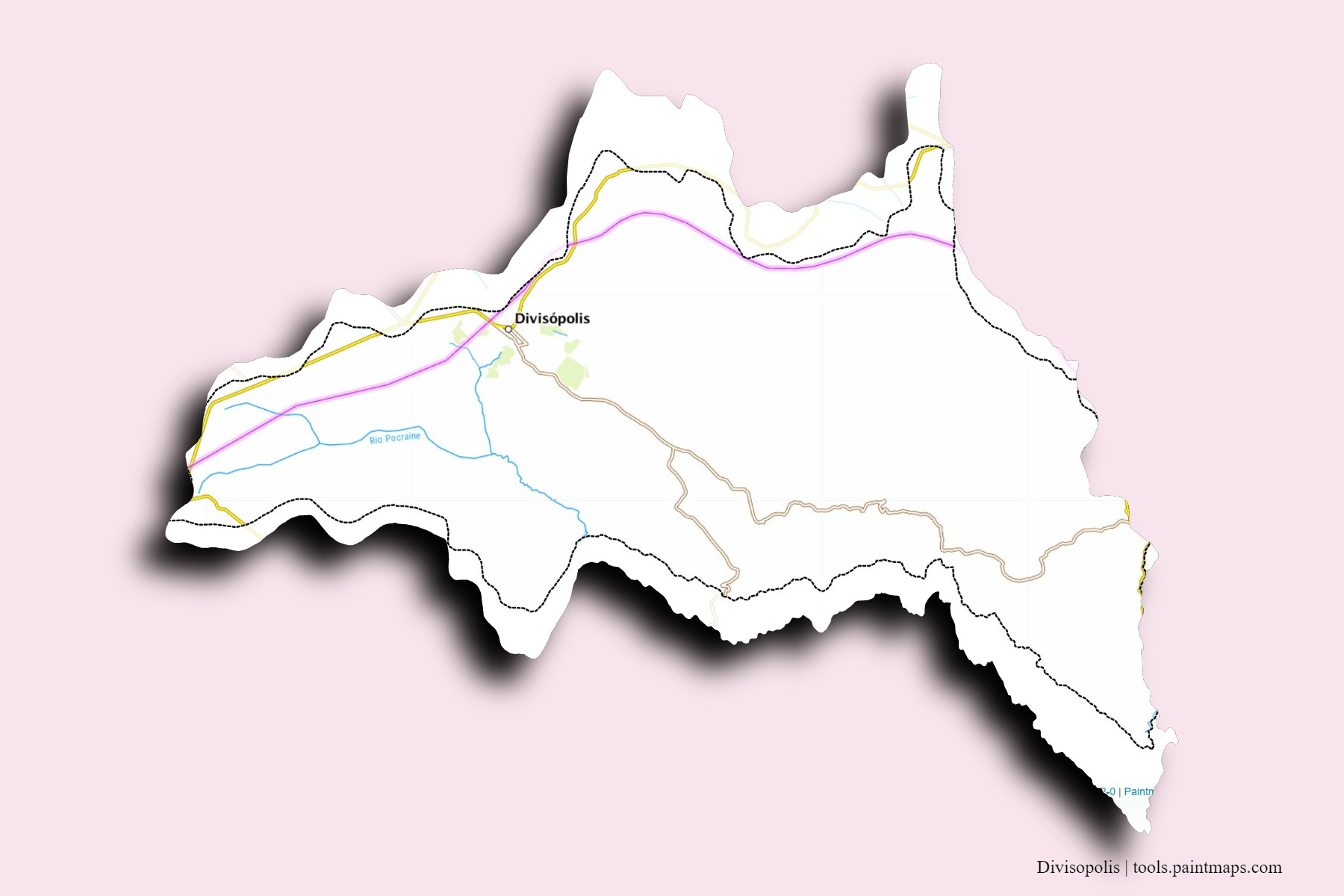 Divisopolis neighborhoods and villages map with 3D shadow effect