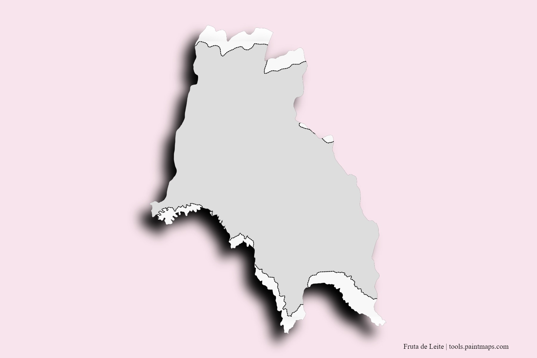 Mapa de barrios y pueblos de Fruta de Leite con efecto de sombra 3D