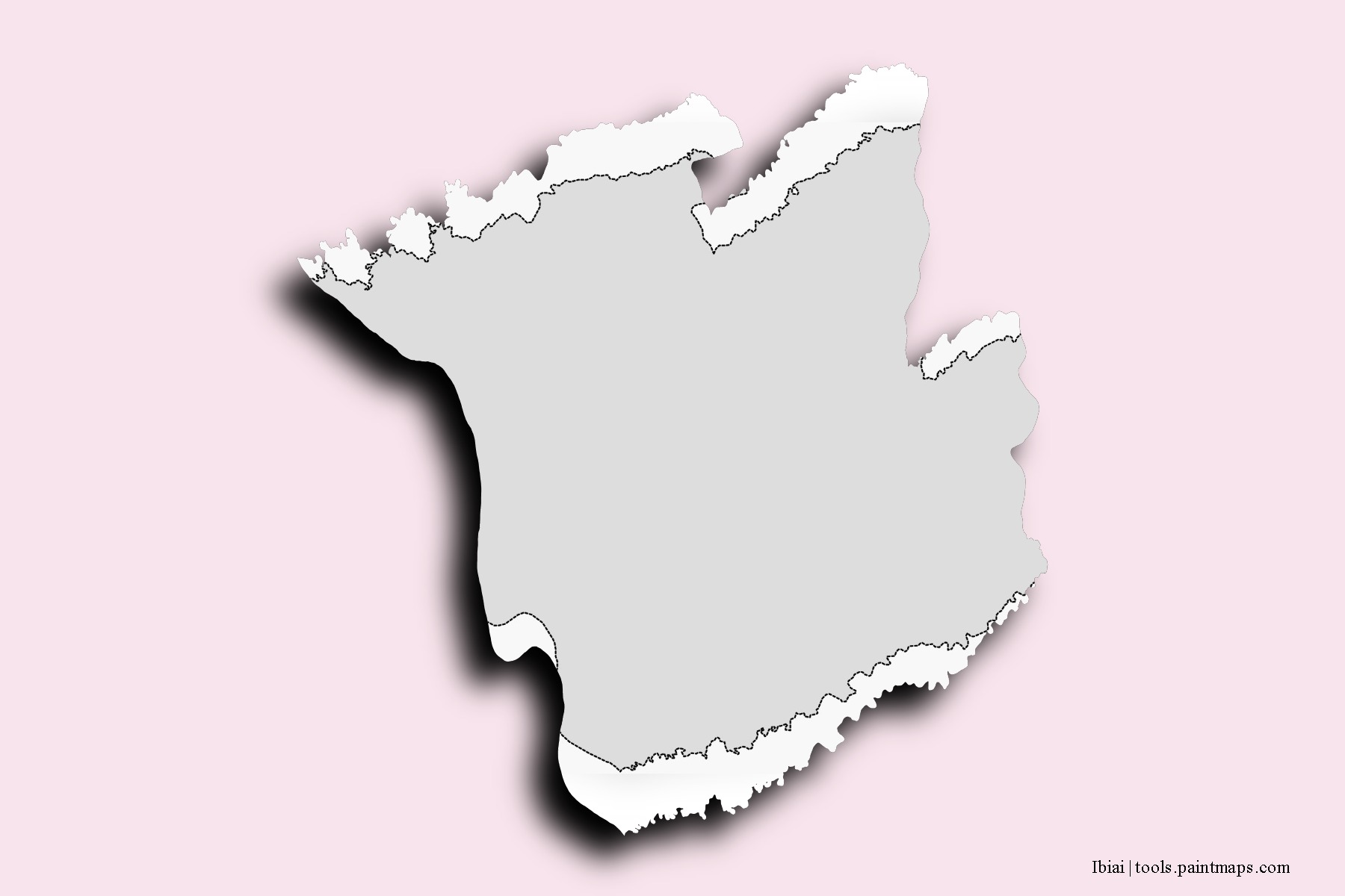 Mapa de barrios y pueblos de Ibiai con efecto de sombra 3D