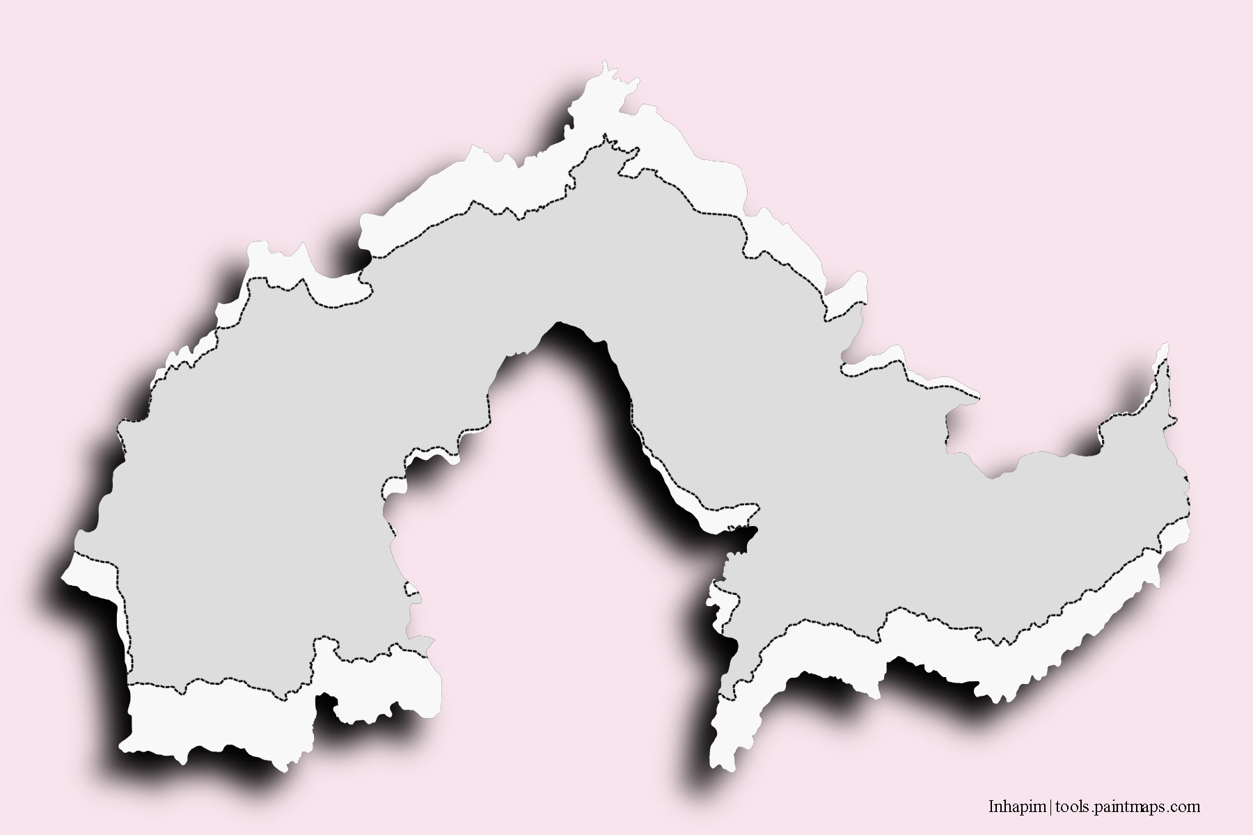 Mapa de barrios y pueblos de Inhapim con efecto de sombra 3D