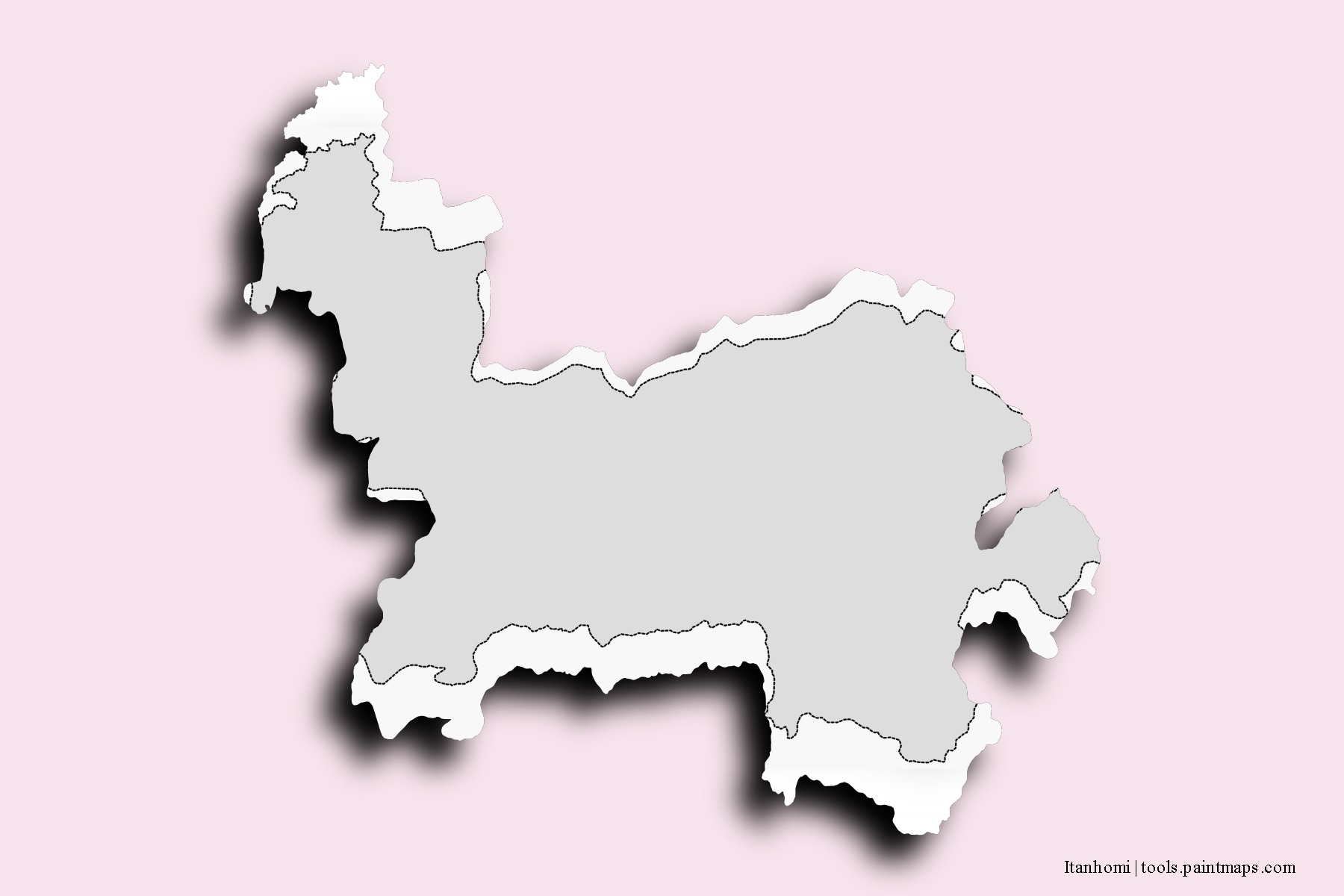 Mapa de barrios y pueblos de Itanhomi con efecto de sombra 3D