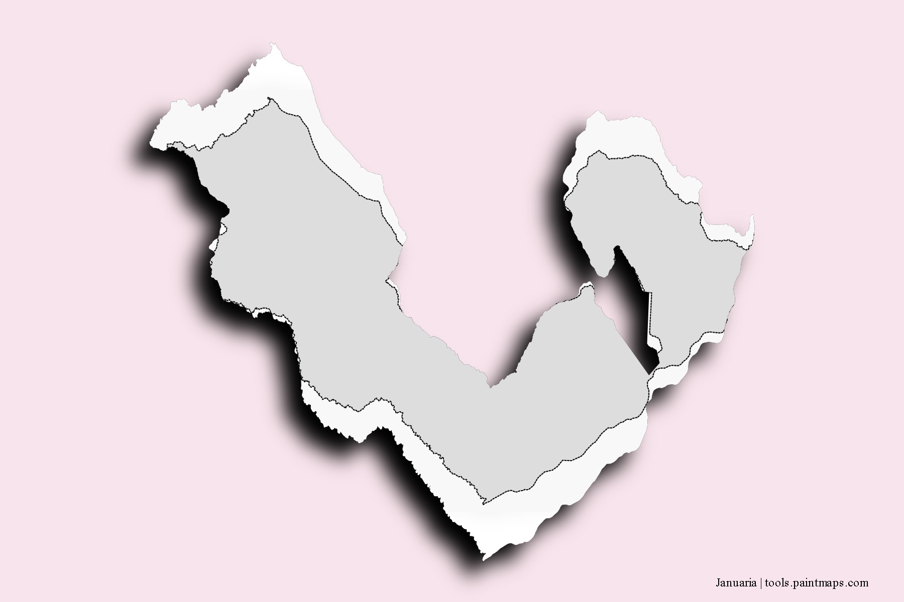 Mapa de barrios y pueblos de Januaria con efecto de sombra 3D