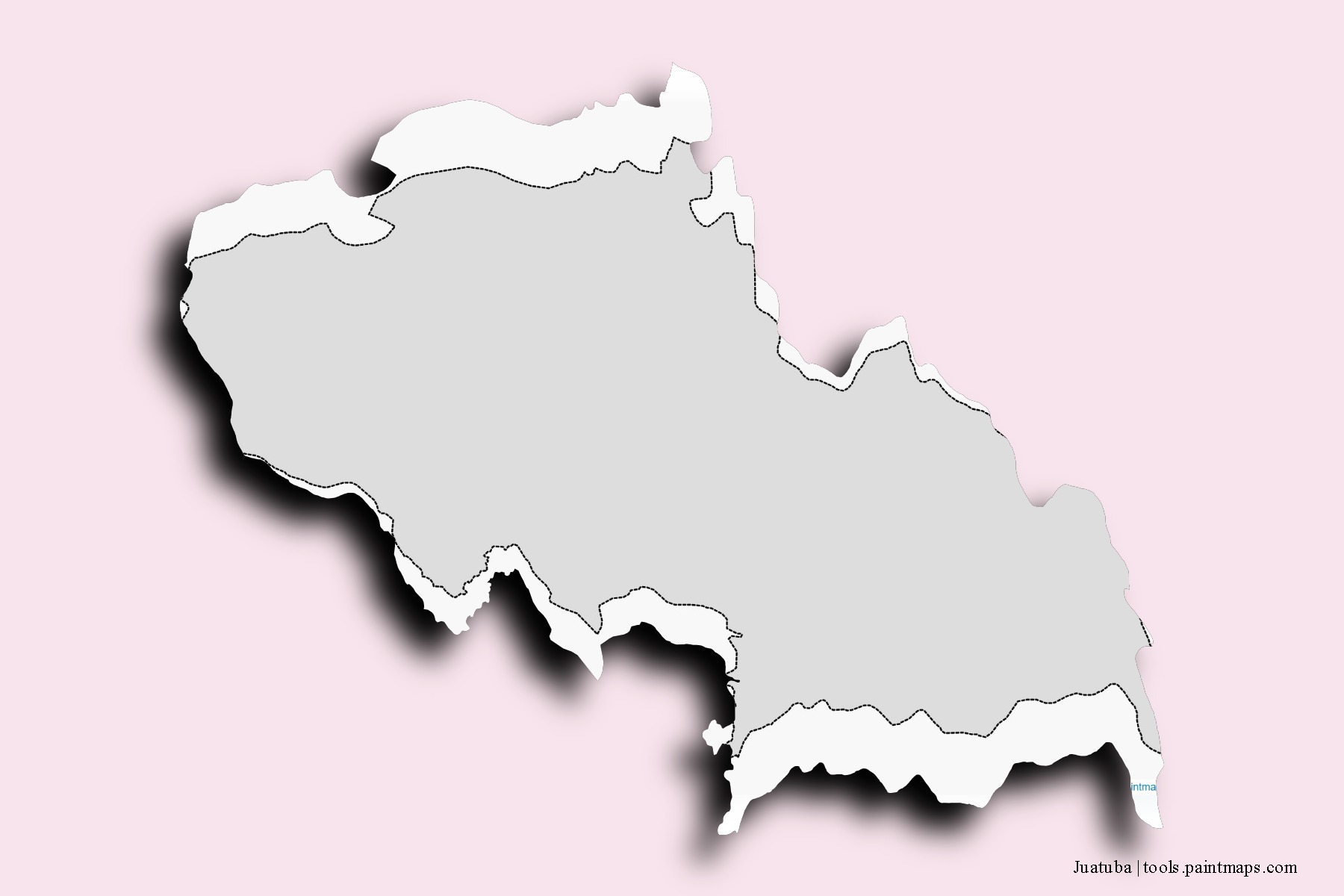 Mapa de barrios y pueblos de Juatuba con efecto de sombra 3D