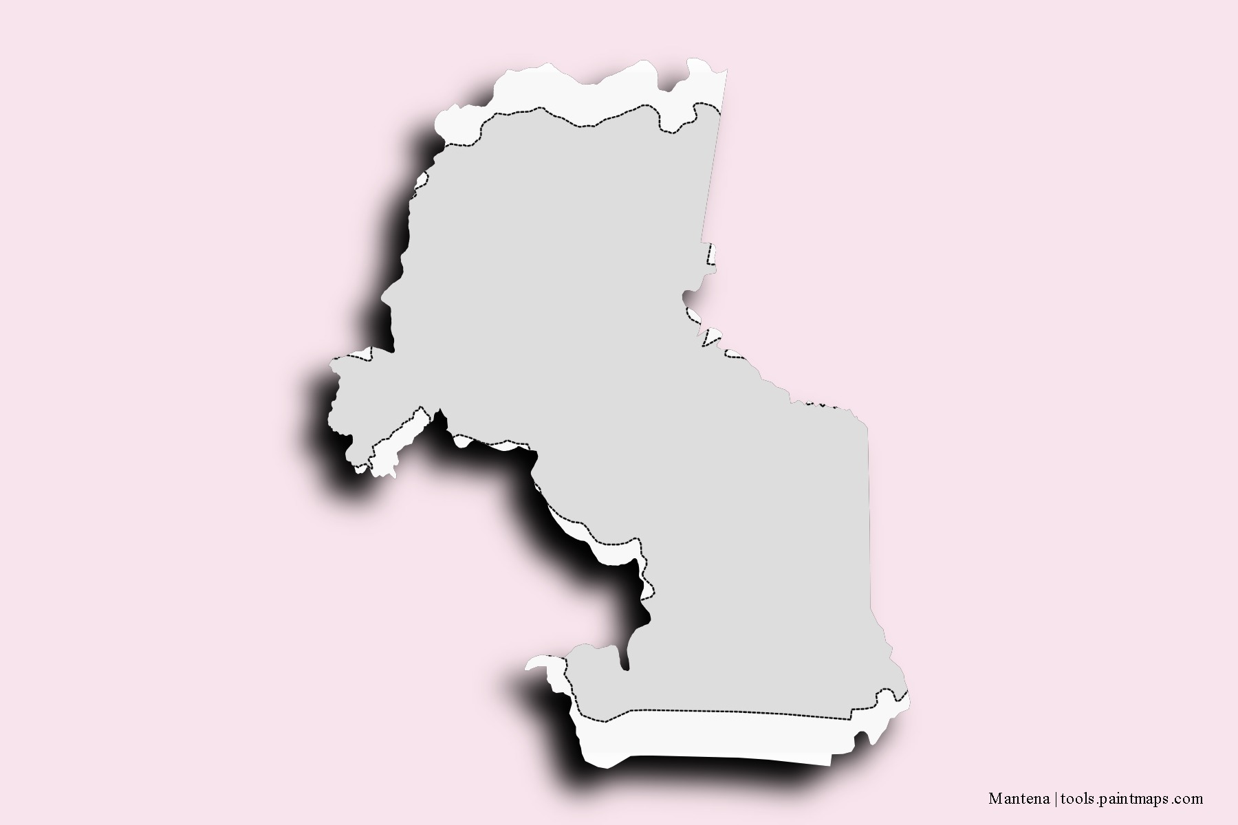 Mapa de barrios y pueblos de Mantena con efecto de sombra 3D