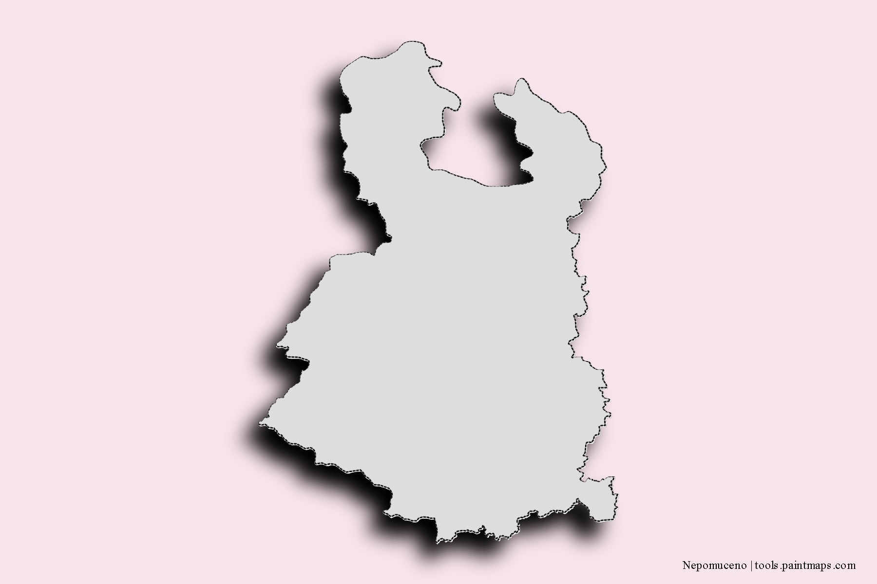 Mapa de barrios y pueblos de Nepomuceno con efecto de sombra 3D