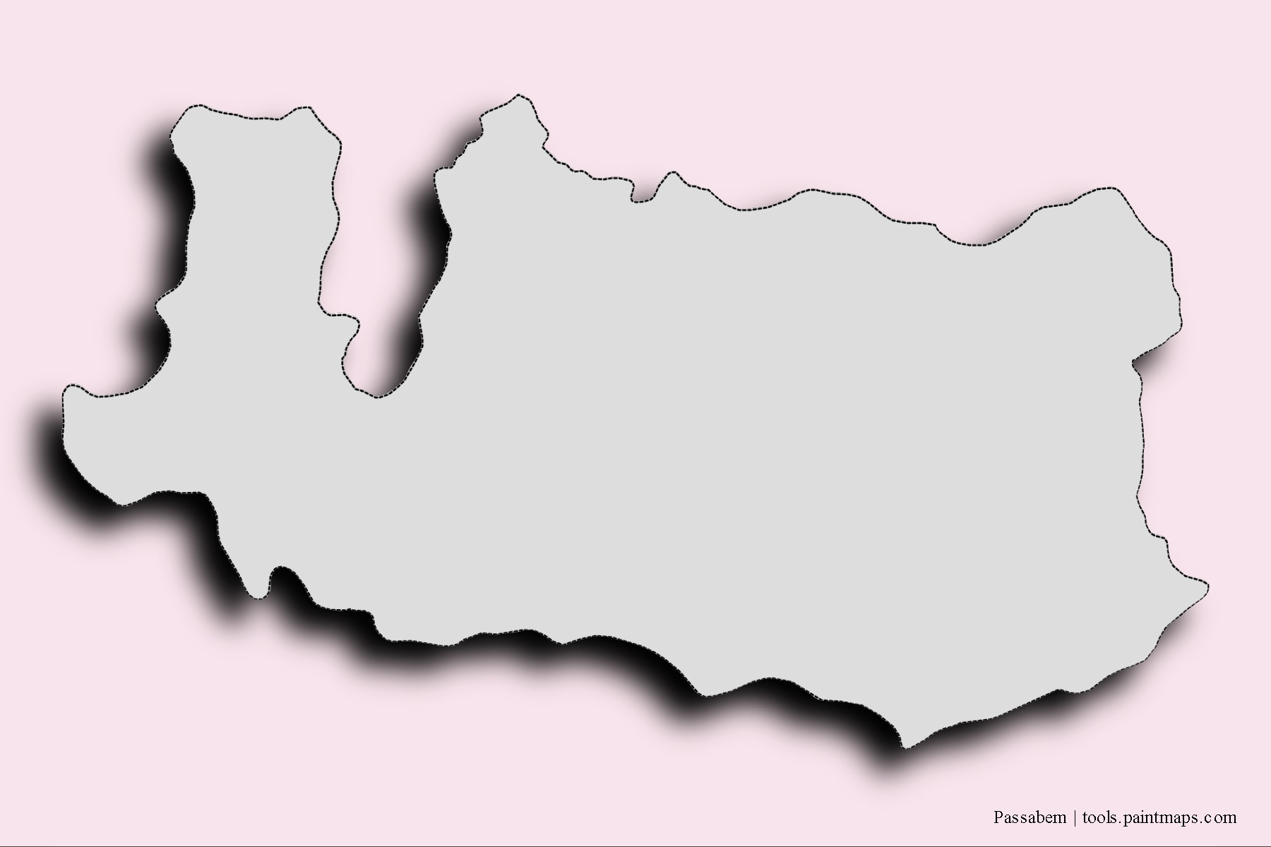 Mapa de barrios y pueblos de Passabem con efecto de sombra 3D