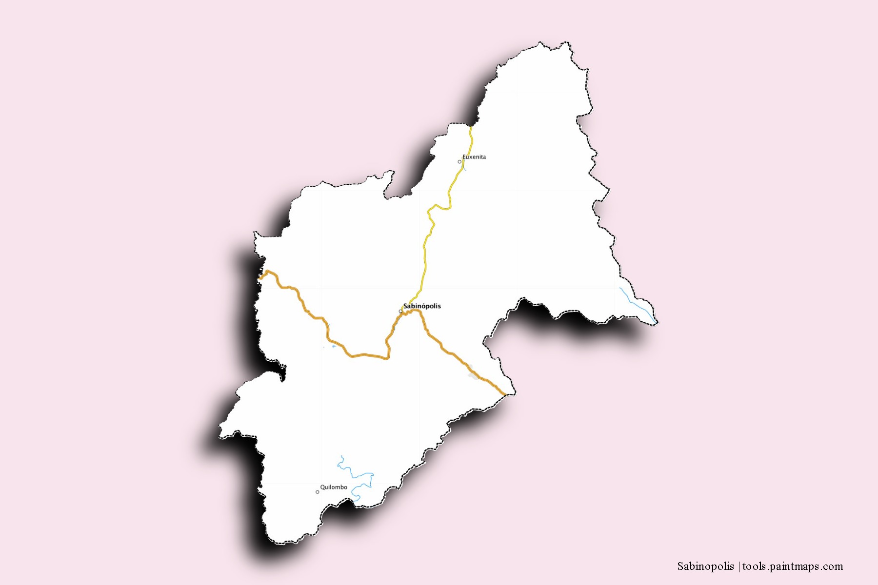 Mapa de barrios y pueblos de Sabinopolis con efecto de sombra 3D