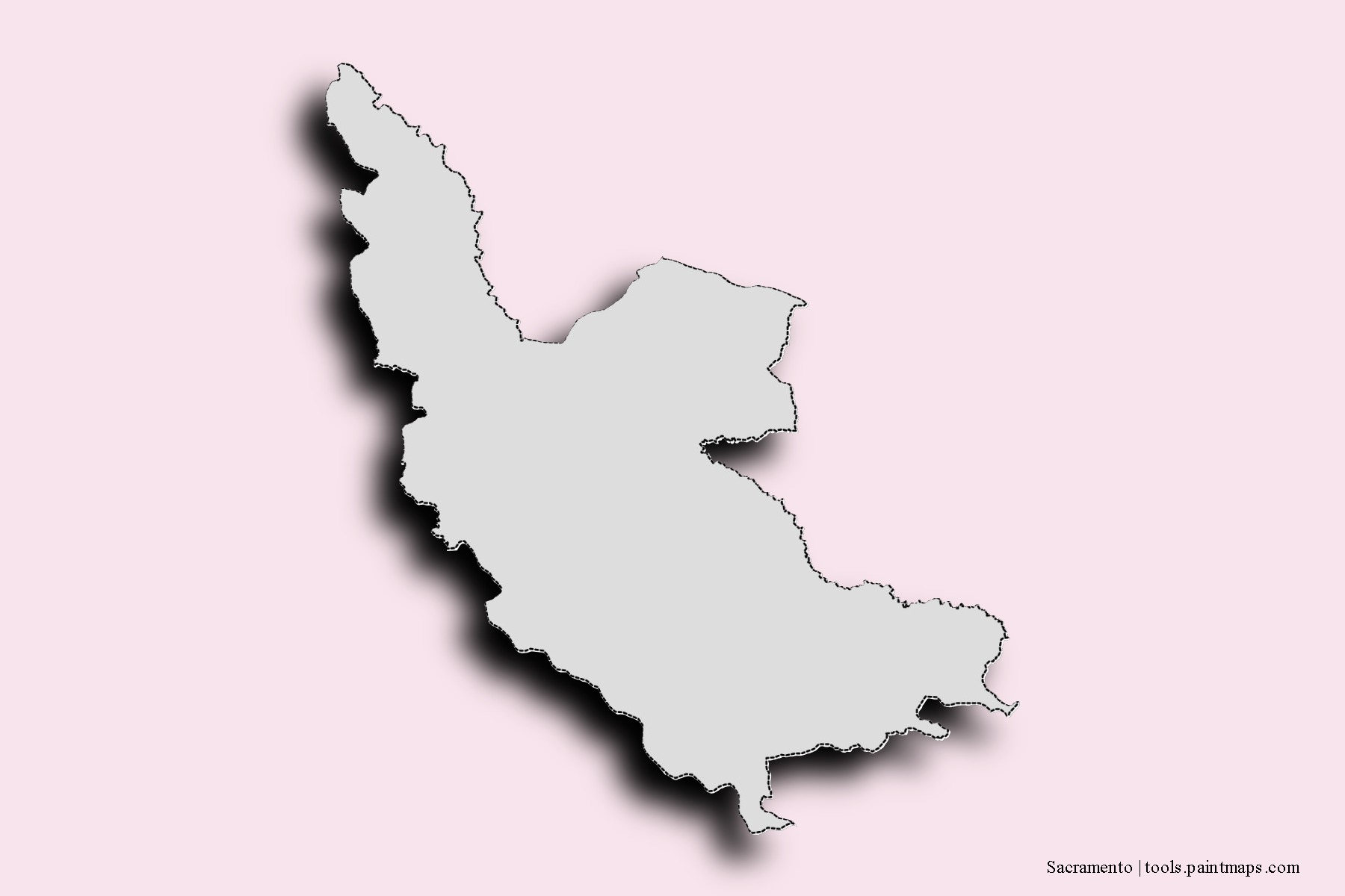 Mapa de barrios y pueblos de Sacramento con efecto de sombra 3D