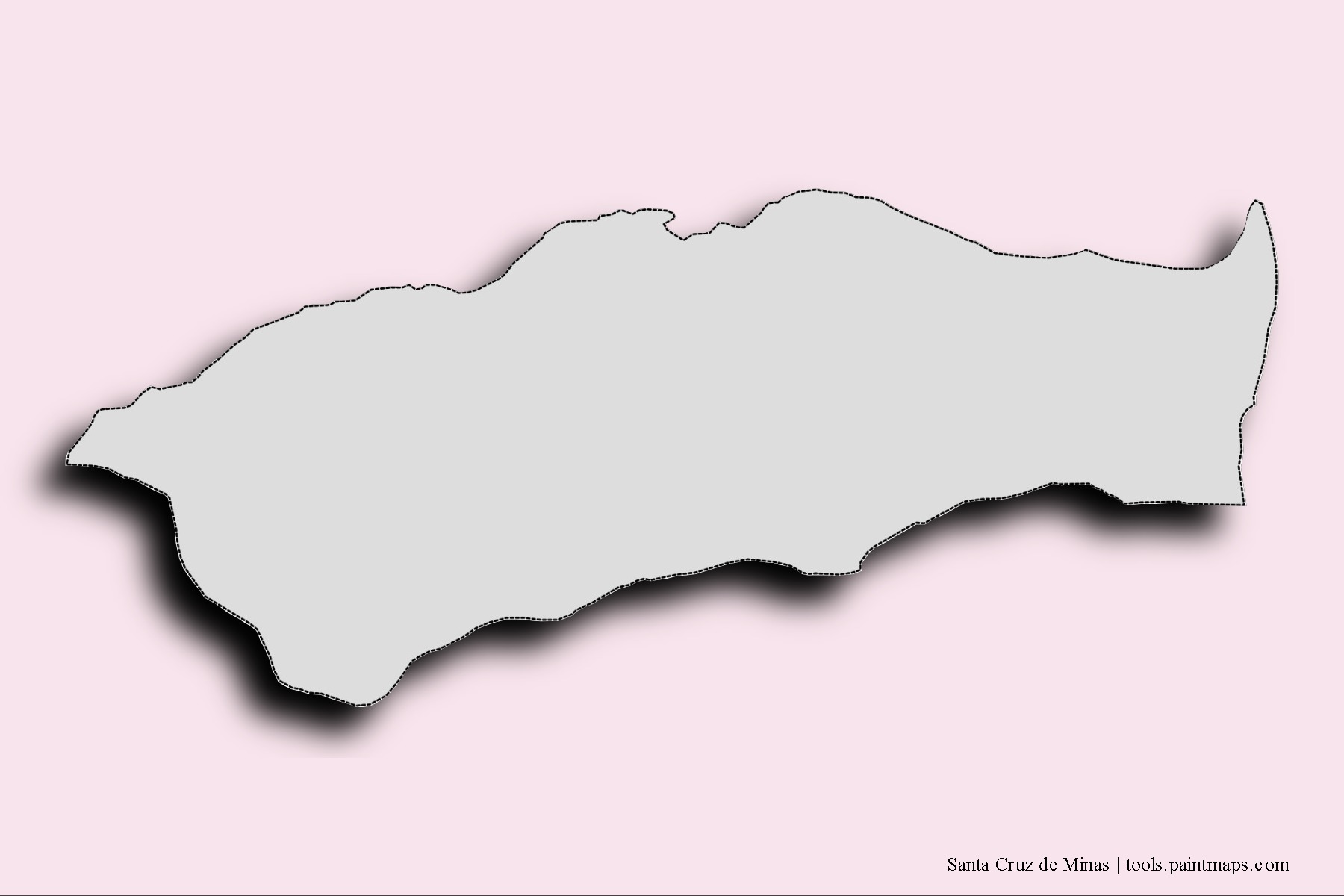 Santa Cruz de Minas neighborhoods and villages map with 3D shadow effect