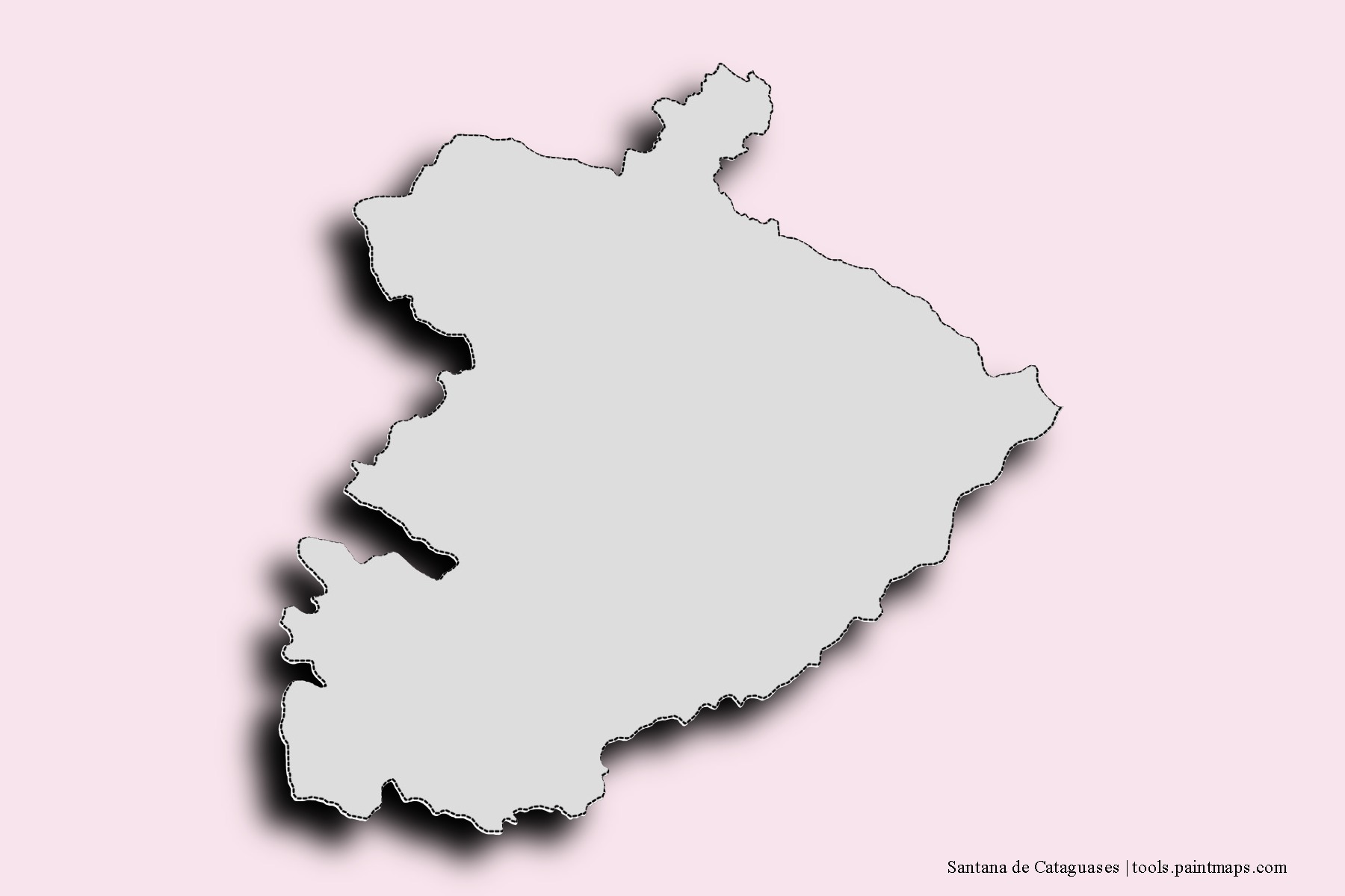 Mapa de barrios y pueblos de Santana de Cataguases con efecto de sombra 3D