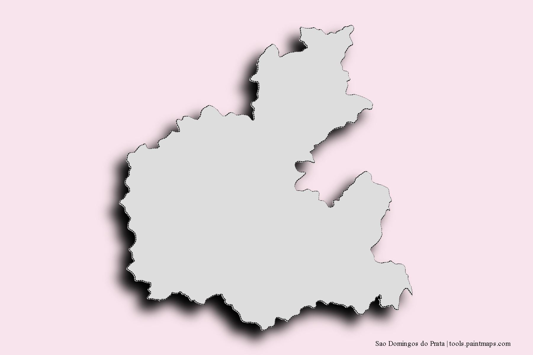 Mapa de barrios y pueblos de Sao Domingos do Prata con efecto de sombra 3D