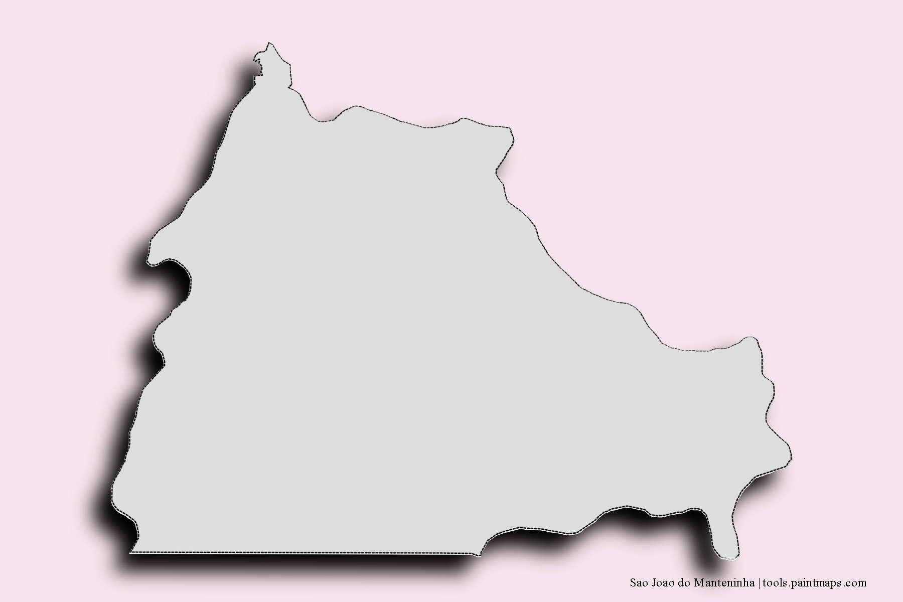 Mapa de barrios y pueblos de Sao Joao do Manteninha con efecto de sombra 3D