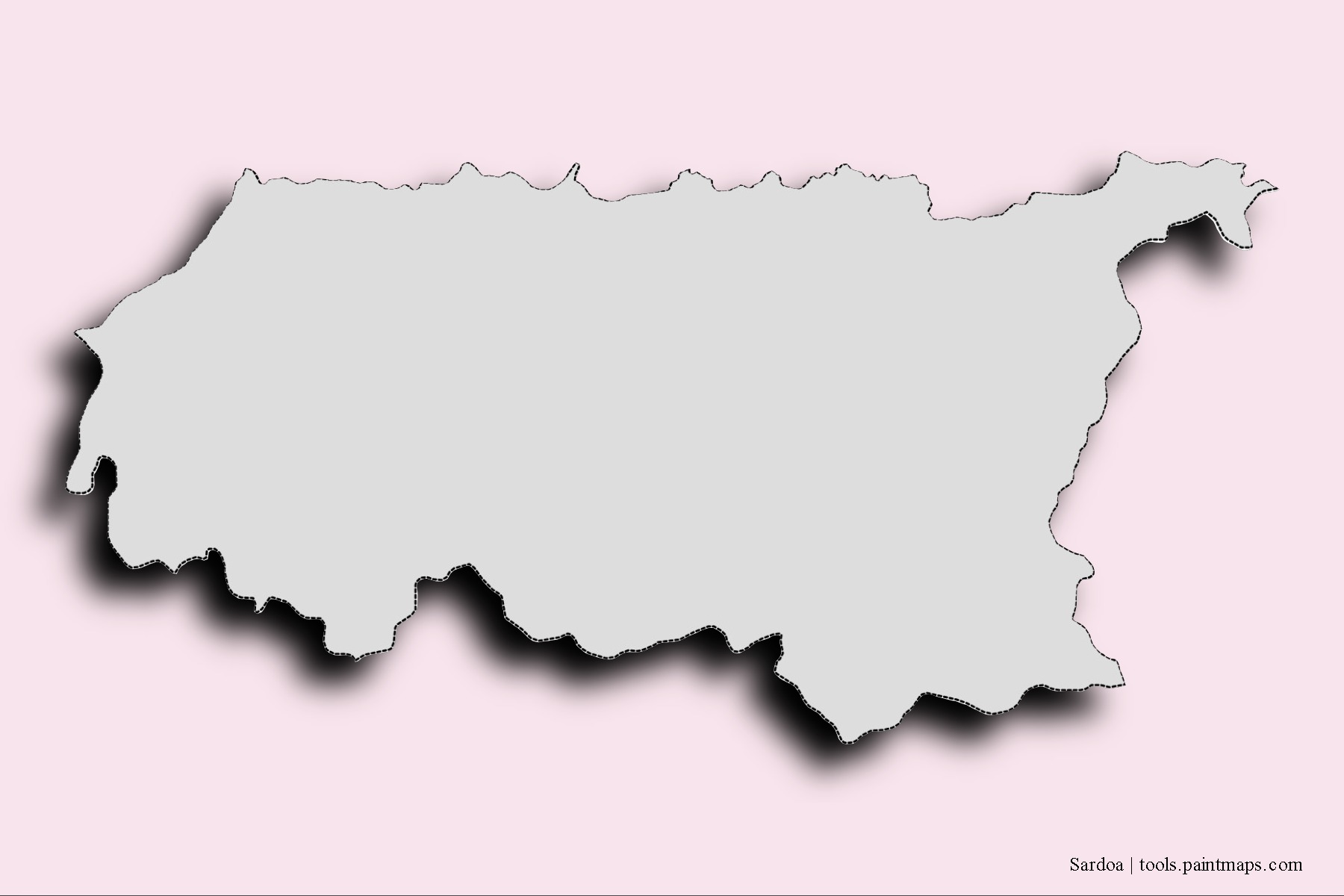 Mapa de barrios y pueblos de Sardoa con efecto de sombra 3D