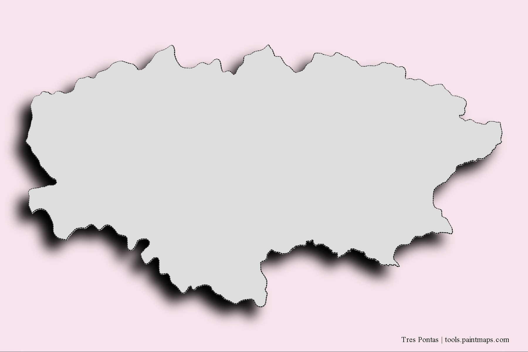 Mapa de barrios y pueblos de Tres Pontas con efecto de sombra 3D