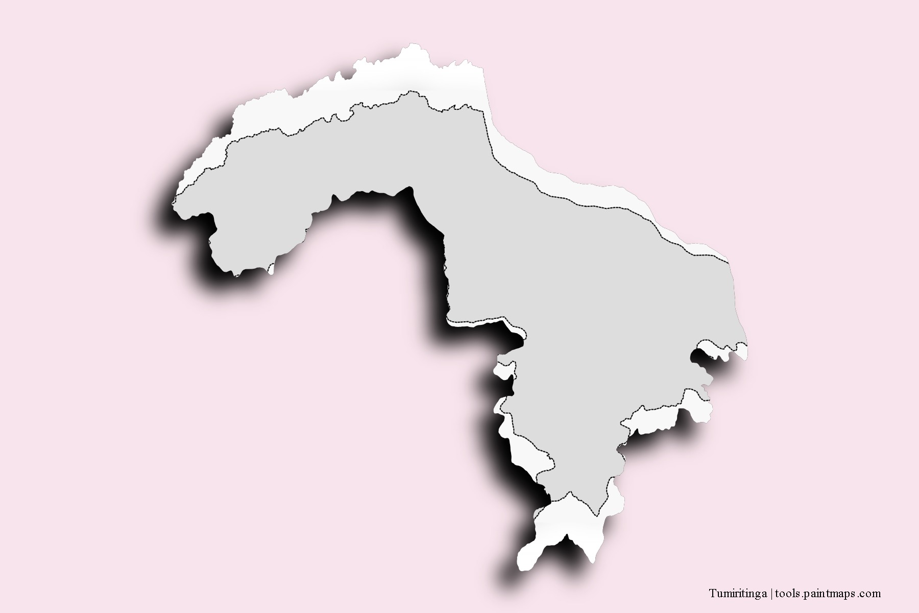 Mapa de barrios y pueblos de Tumiritinga con efecto de sombra 3D