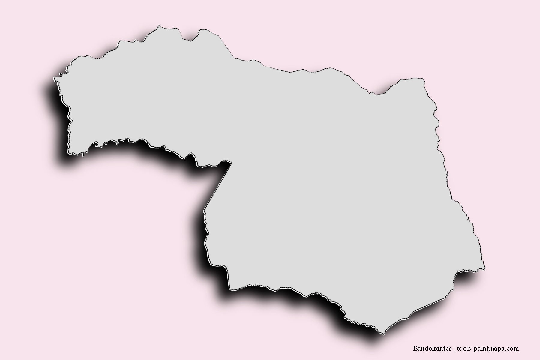 Mapa de barrios y pueblos de Bandeirantes con efecto de sombra 3D