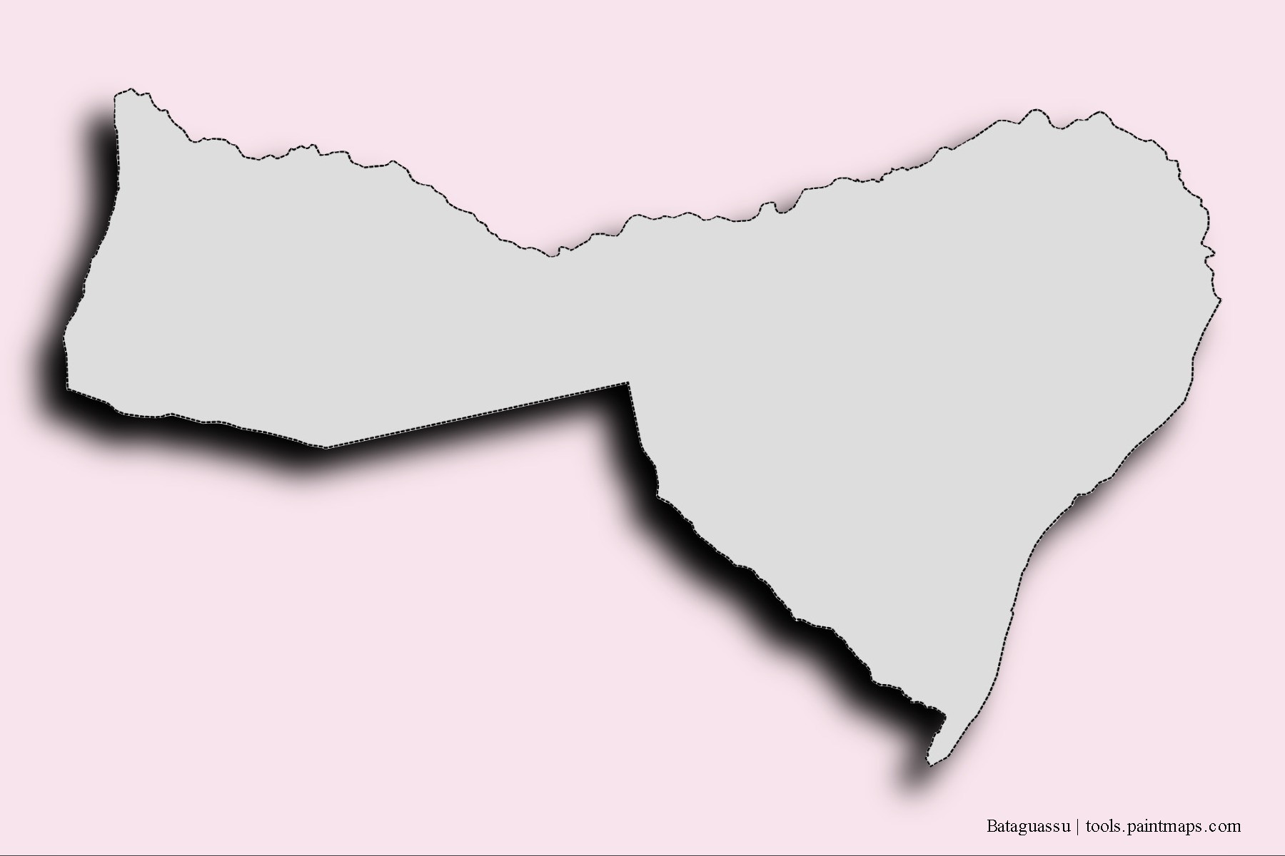 Bataguassu neighborhoods and villages map with 3D shadow effect