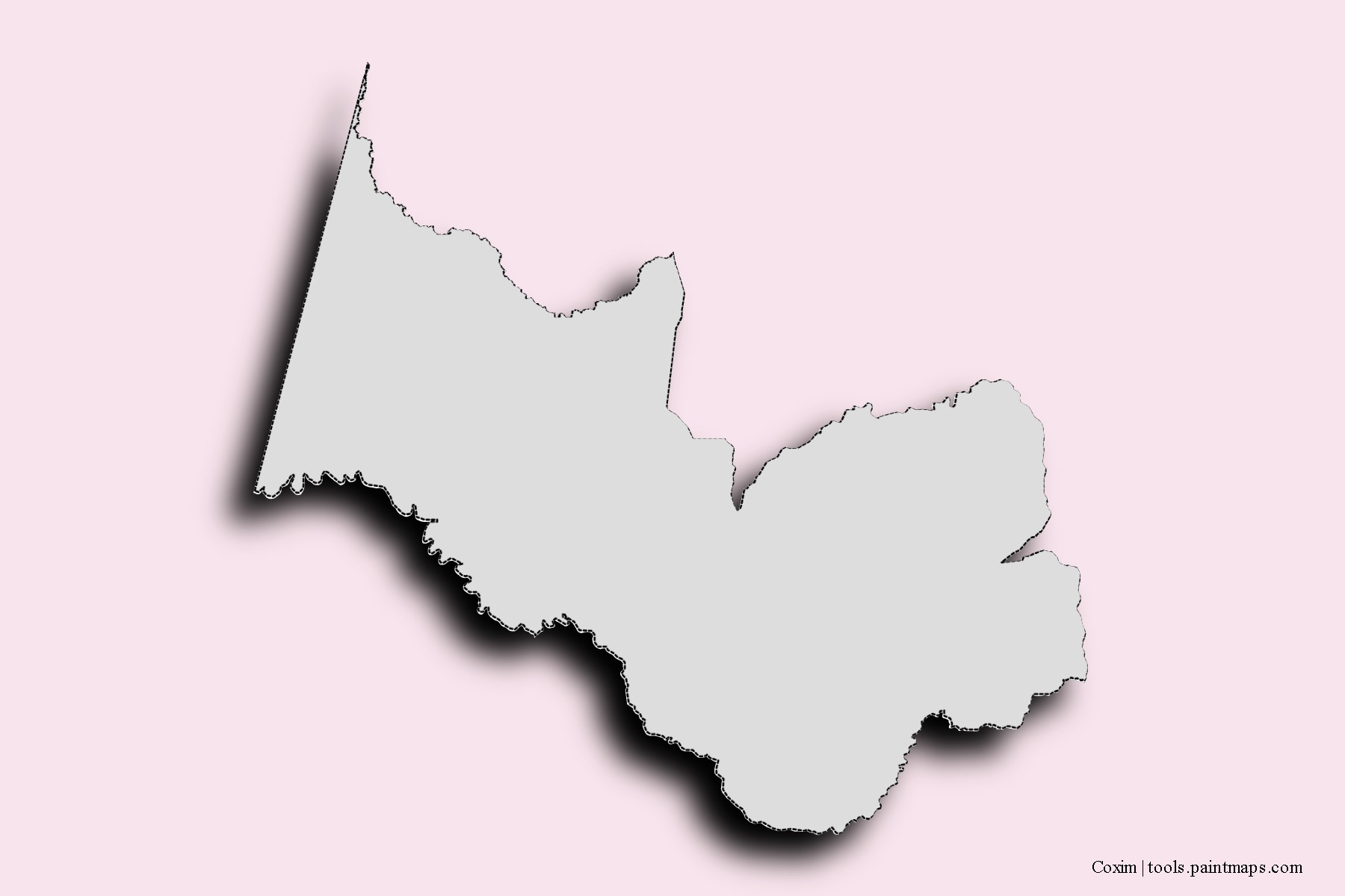 Coxim neighborhoods and villages map with 3D shadow effect