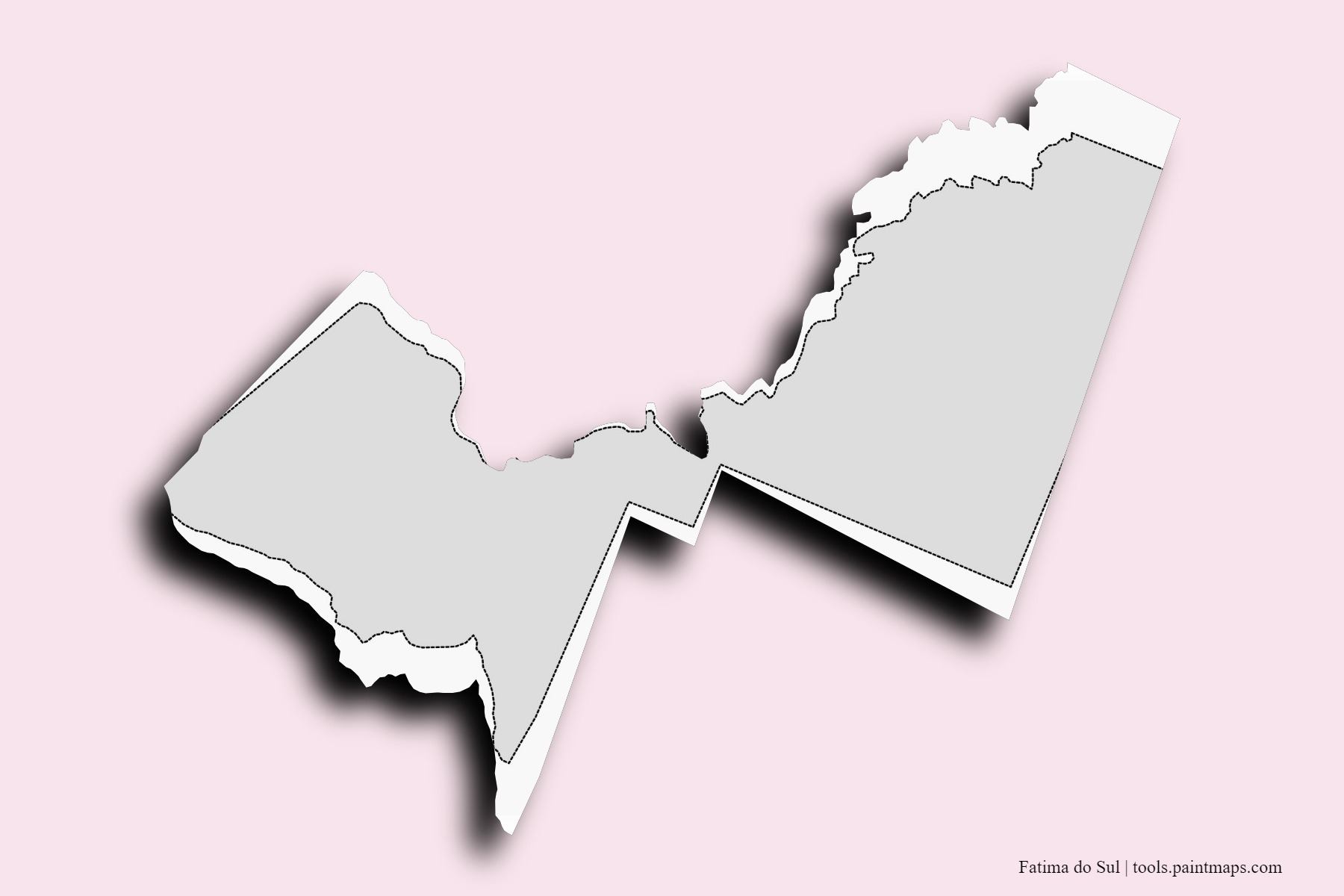 Mapa de barrios y pueblos de Fatima do Sul con efecto de sombra 3D