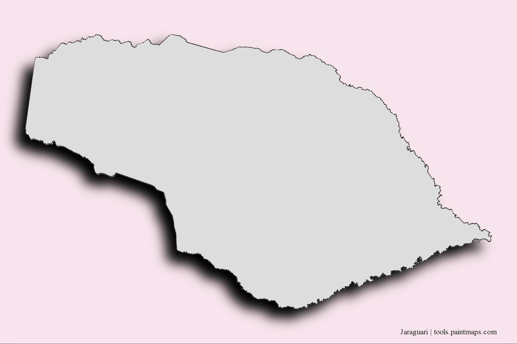 Mapa de barrios y pueblos de Jaraguari con efecto de sombra 3D