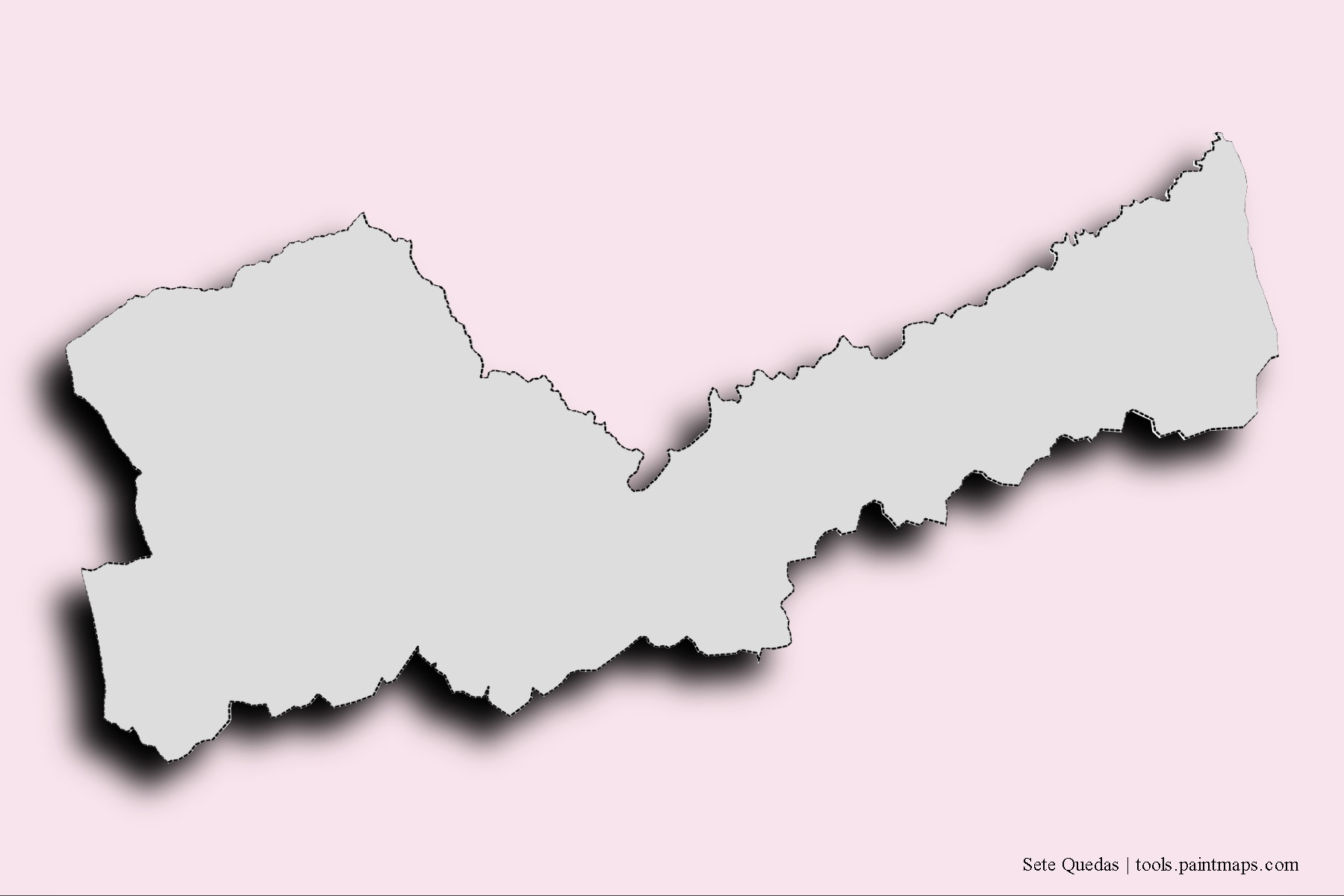 Mapa de barrios y pueblos de Sete Quedas con efecto de sombra 3D